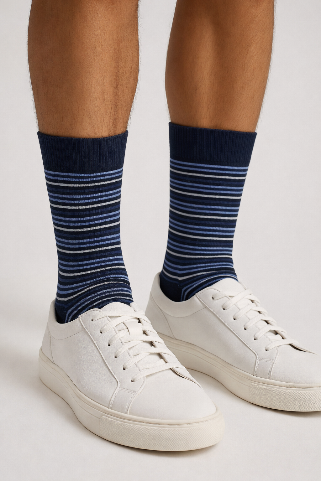 22501G4043 ÇİZGİLİ ERKEK SOKET ÇORAP MAVİ/BEYAZ