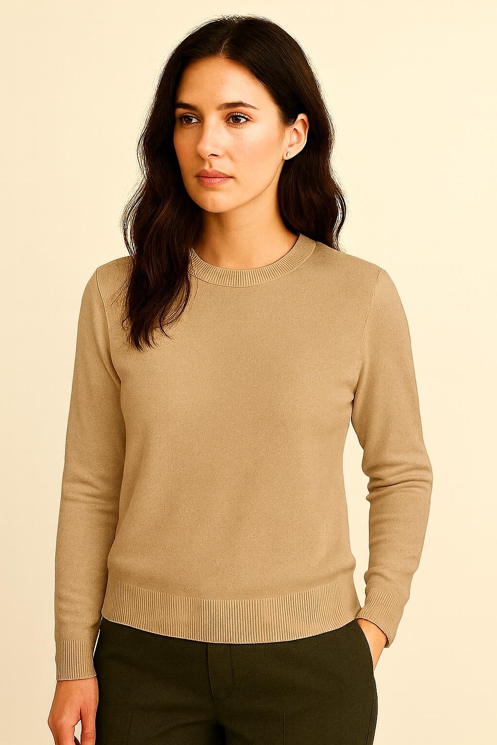 22510W3002 BASIC TRIKO KADIN KAZAK Bej