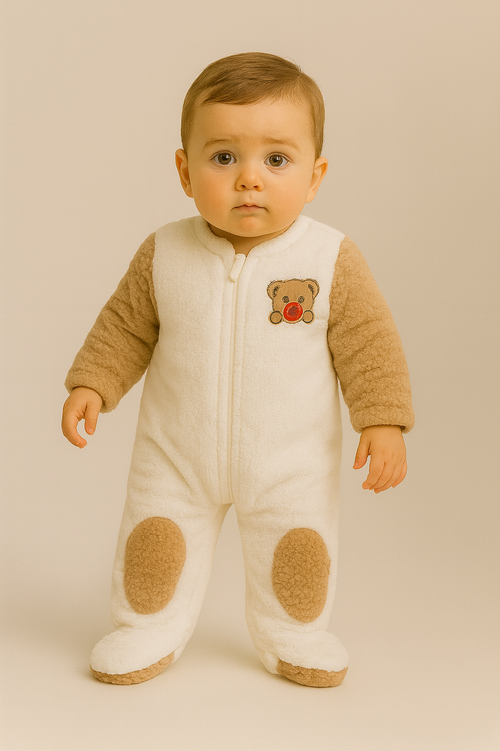 22512G1010 TEDDY DESENLİ BEBEK TULUM Kahverengi