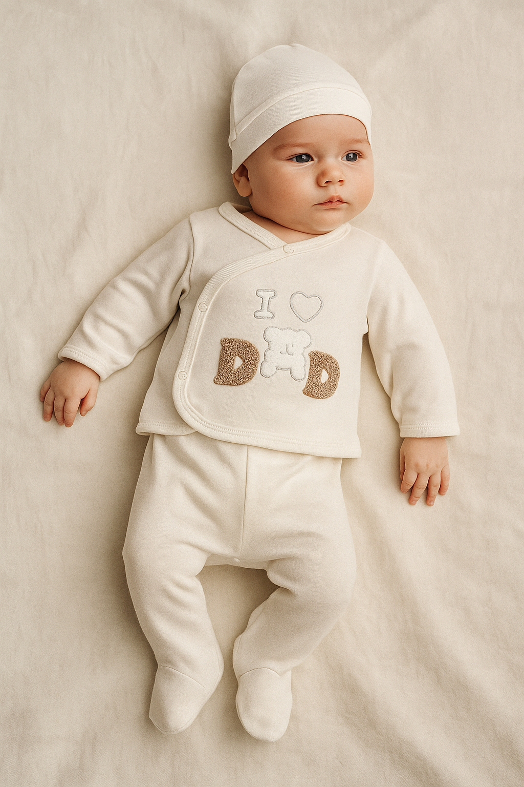 22512G1014 I LOVE DAD BEBEK TAKIM Beyaz