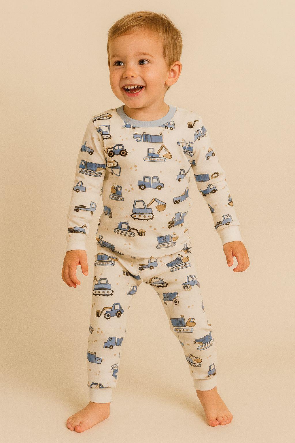 22512G2023 TRAKTÖR DESENLİ ÇOCUK PİJAMA TAKIM Desenli