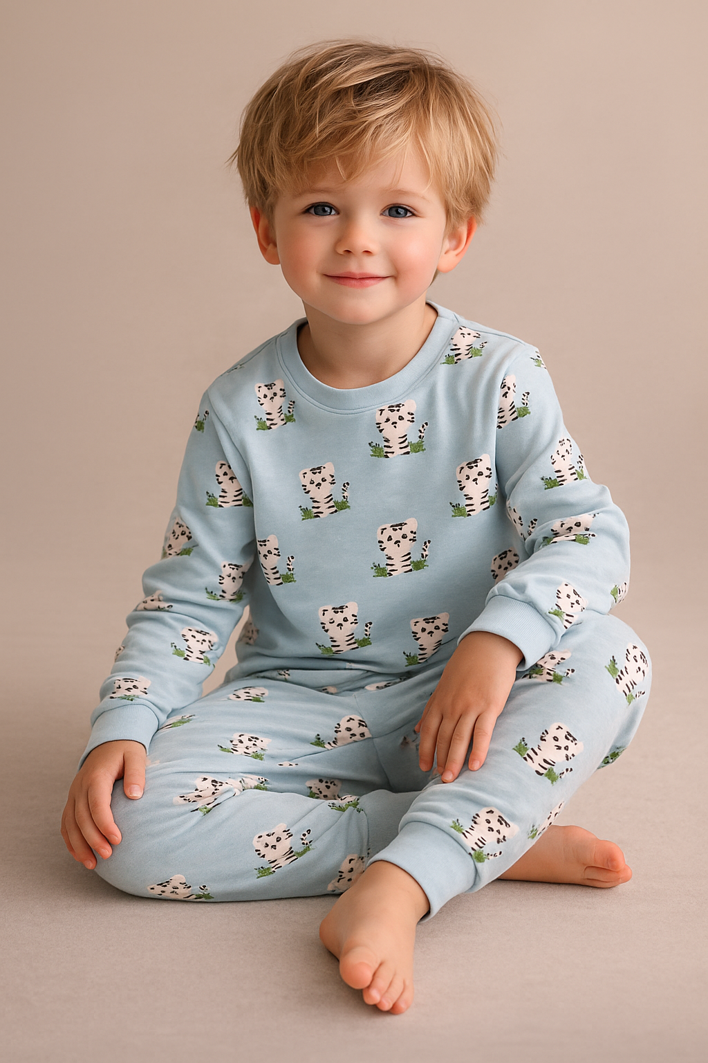 22512G2031 HAYVAN DESENLİ ÇOCUK PİJAMA TAKIM Desenli