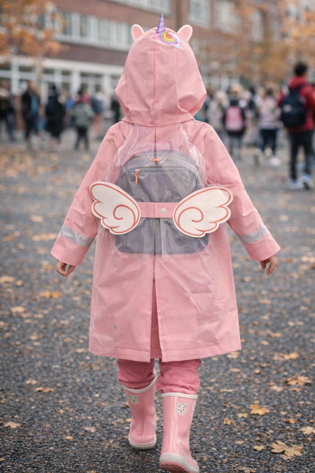 22512K2049 UNICORN GÖKKUŞAĞI KIZ ÇOCUK YAĞMURLUK Pembe