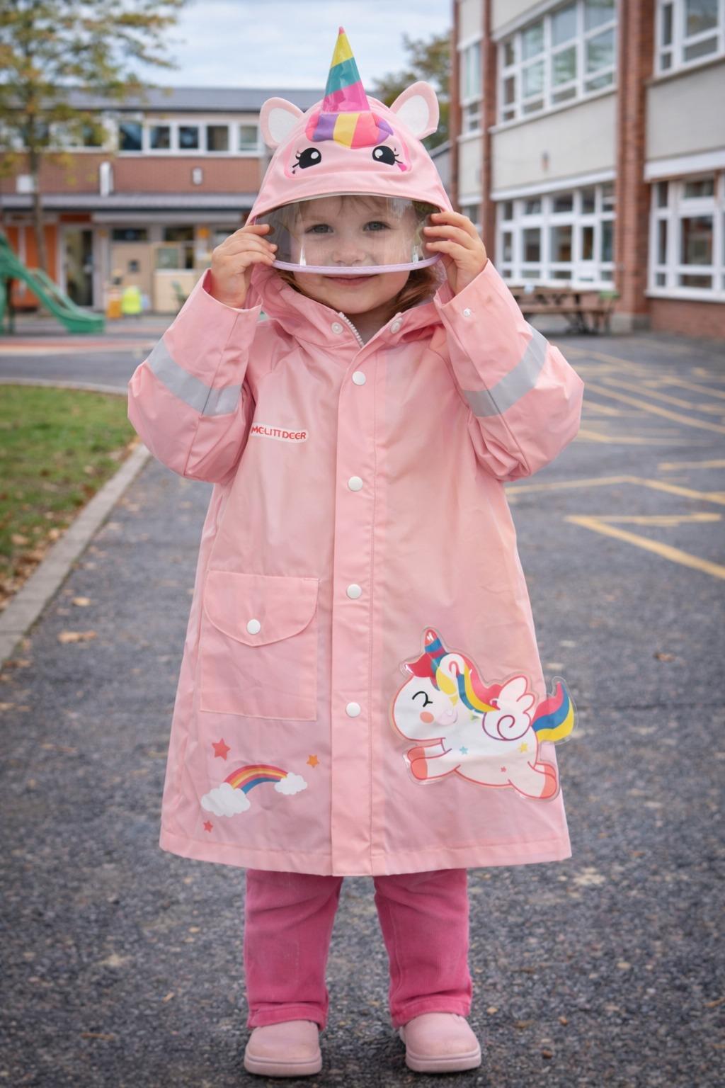 22512K2049 UNICORN GÖKKUŞAĞI KIZ ÇOCUK YAĞMURLUK Pembe