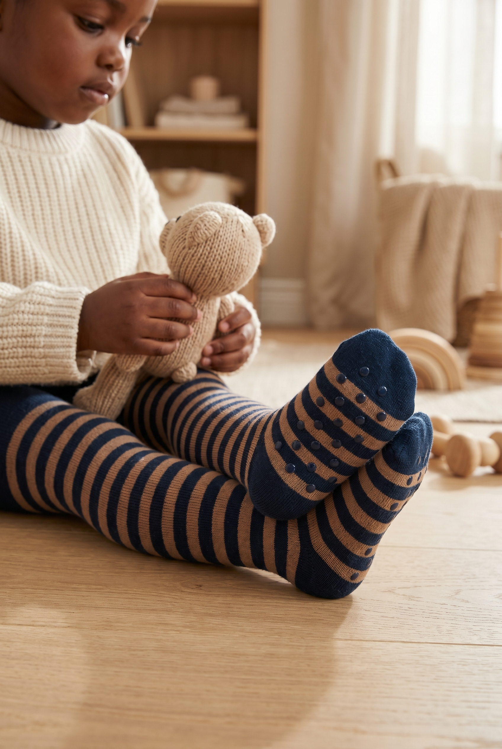 2Pck Strıped Baby Pantysocks Brown Mixed