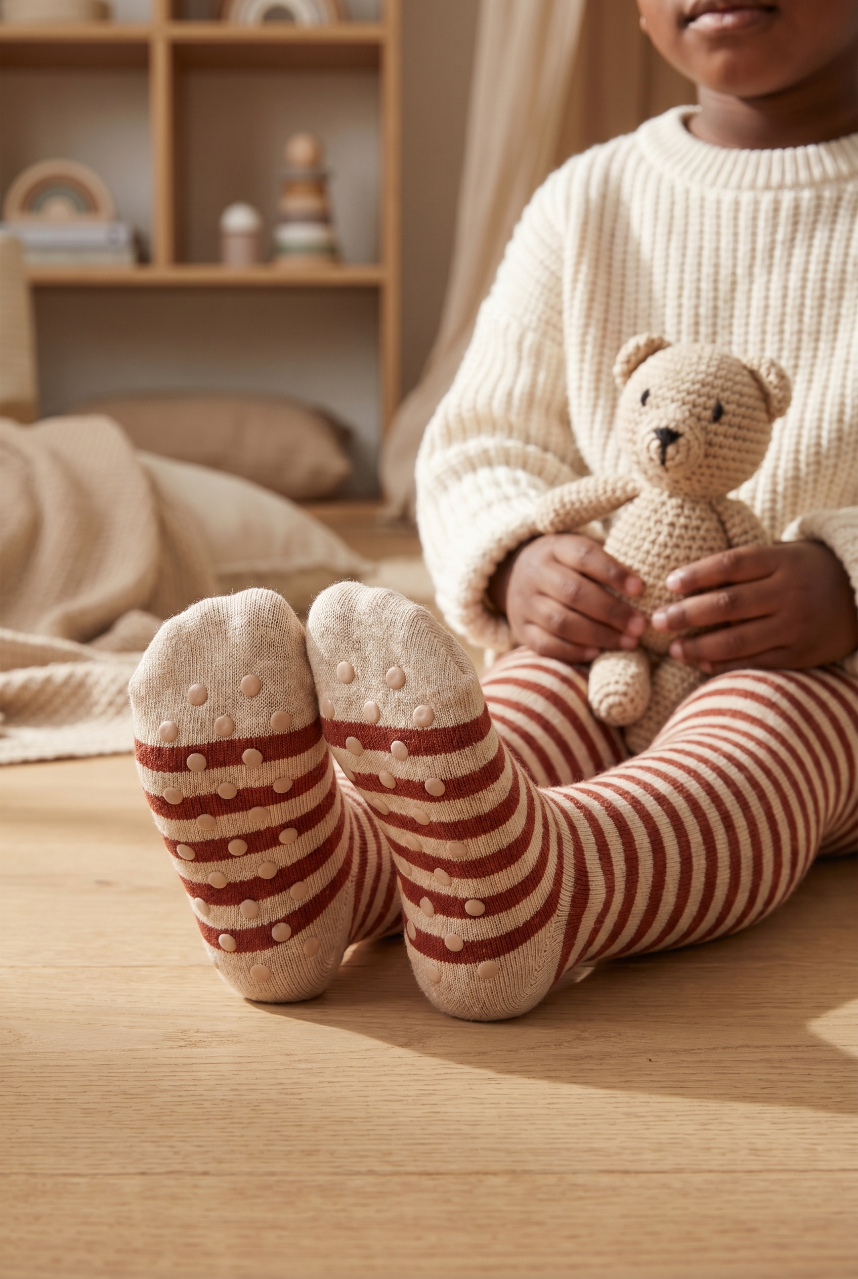 2Pck Strıped Baby Pantysocks Brown Mixed