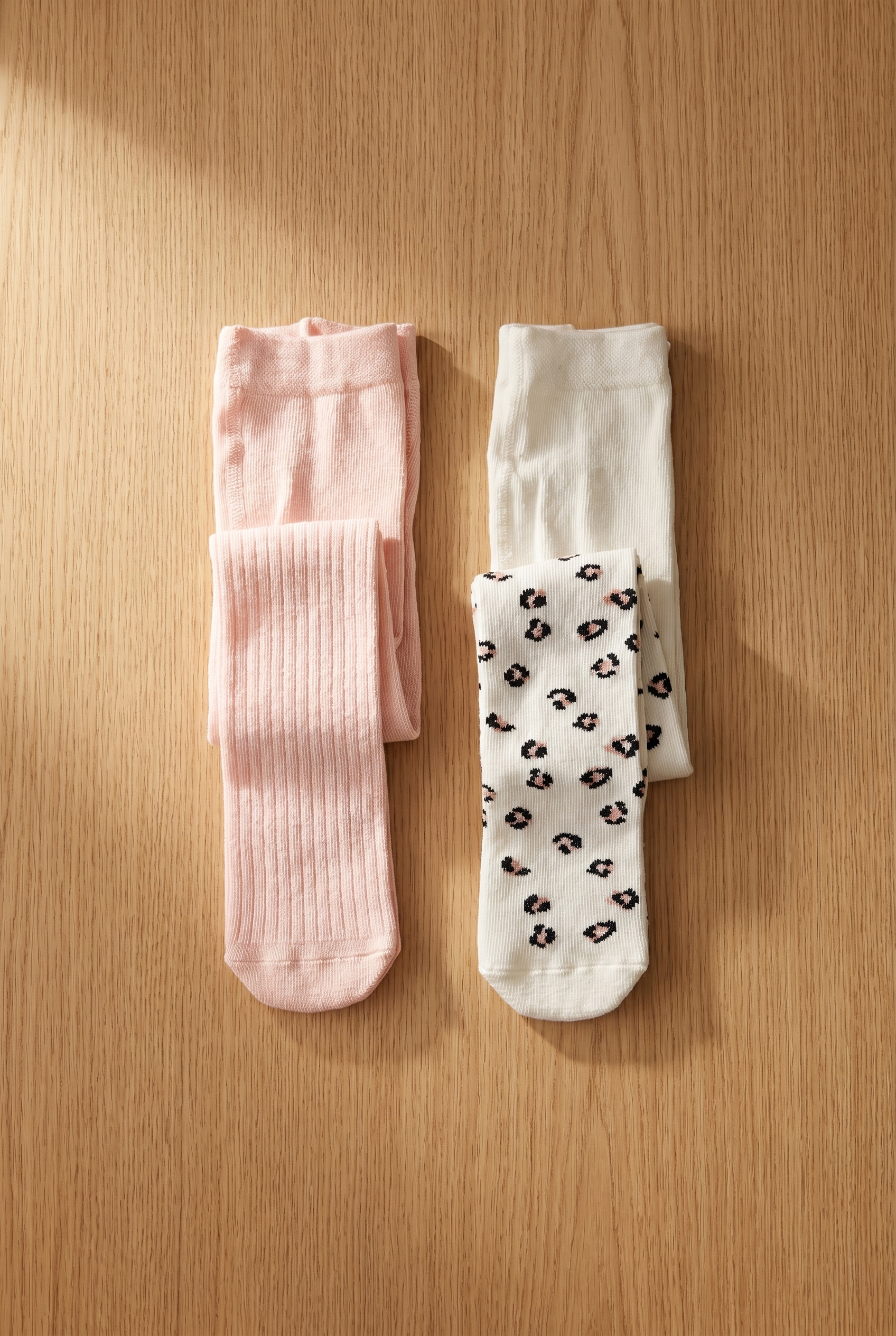 2Pck Leopard Patterned Baby Pantysocks Pink Patterned