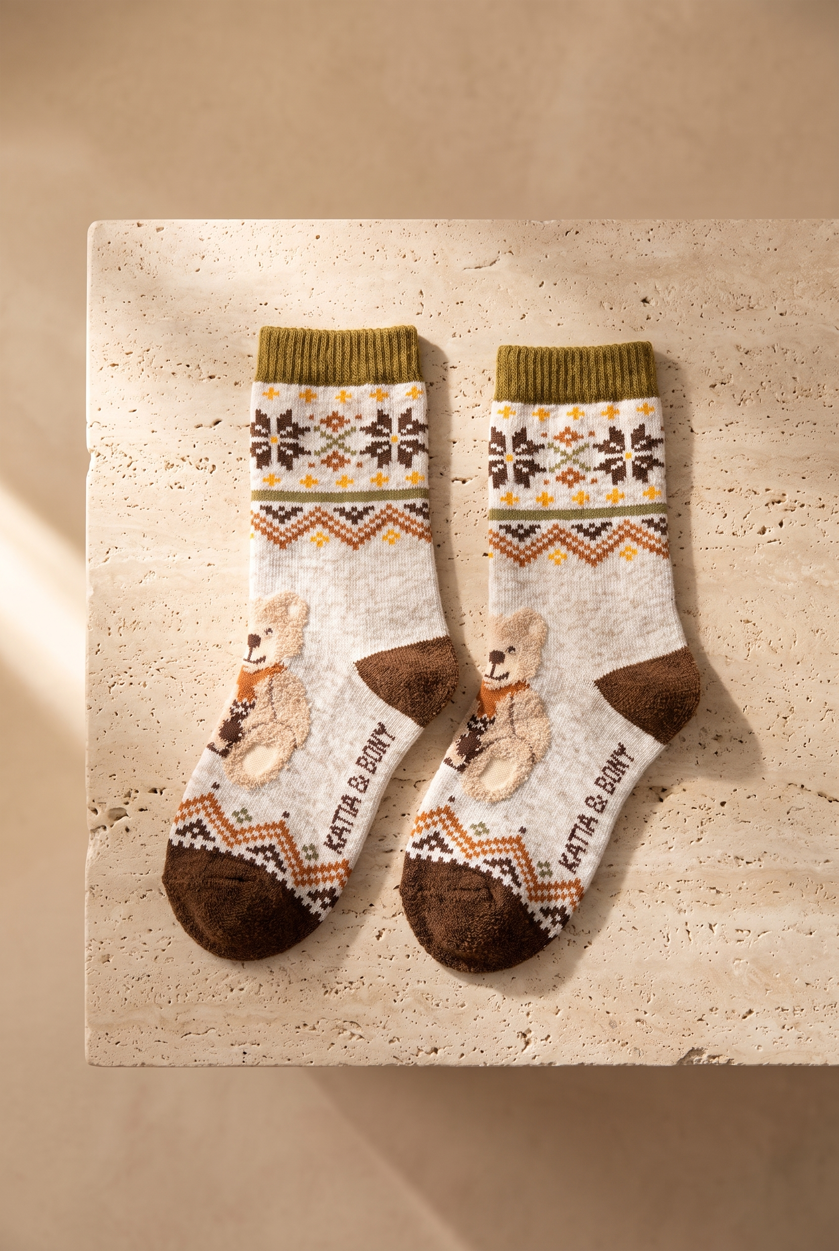22601U4019 TEDDY ATKILI UNISEX SOKET ÇORAP Kahverengi Karışık