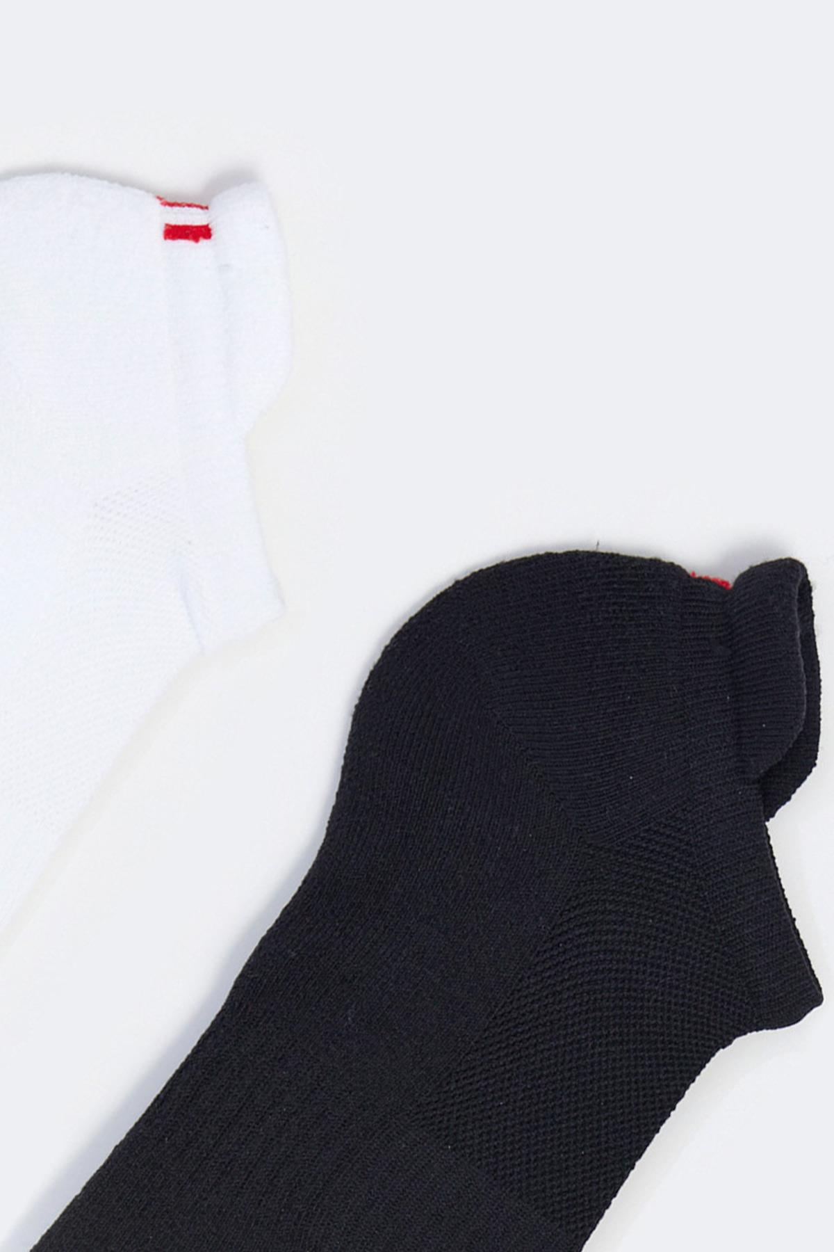 2'Li Golf Paket Step Erkek Çorap Siyah/Beyaz