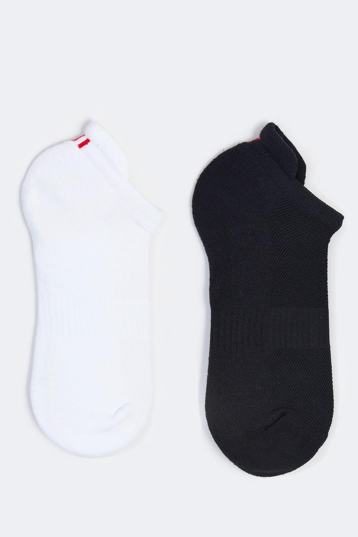 2'Li Golf Paket Step Erkek Çorap Siyah/Beyaz