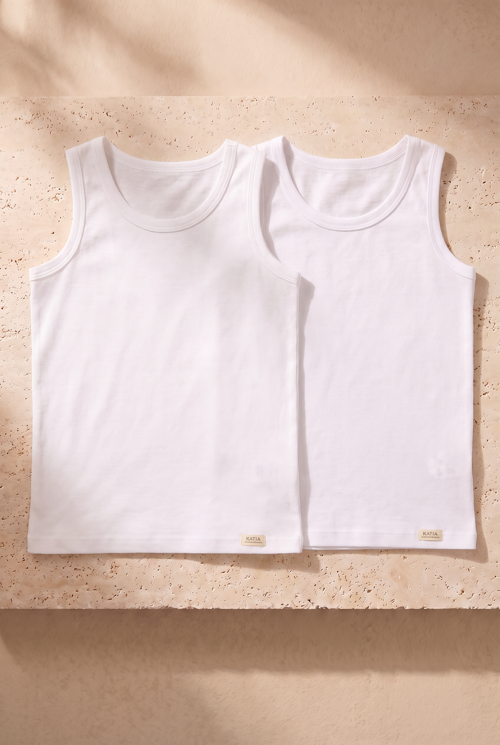 2'li Paket Basic Kalın Askılı Çocuk Atlet Beyaz/Beyaz
