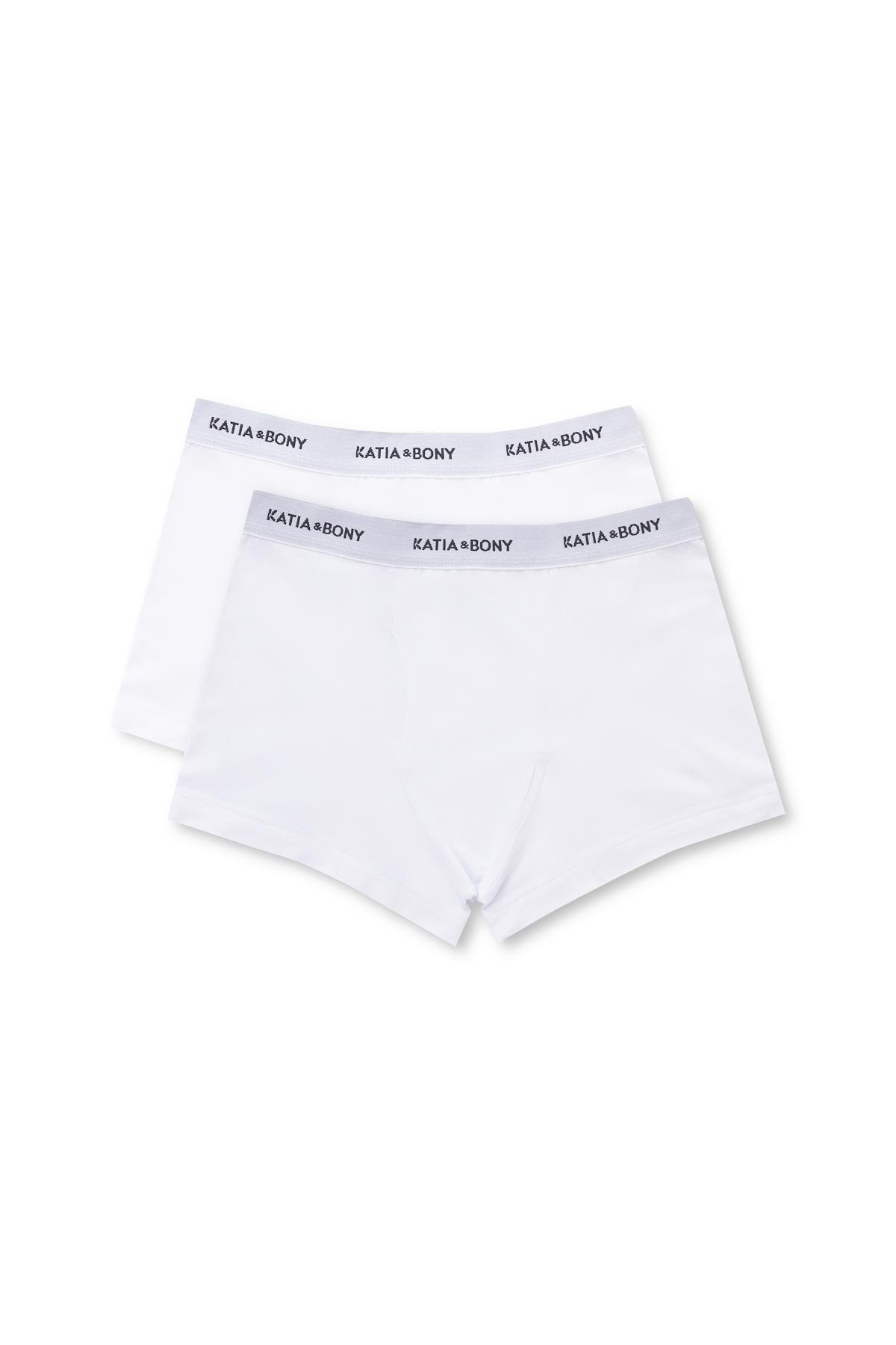 2'li Paket Basic Modal Erkek Boxer Beyaz/Beyaz