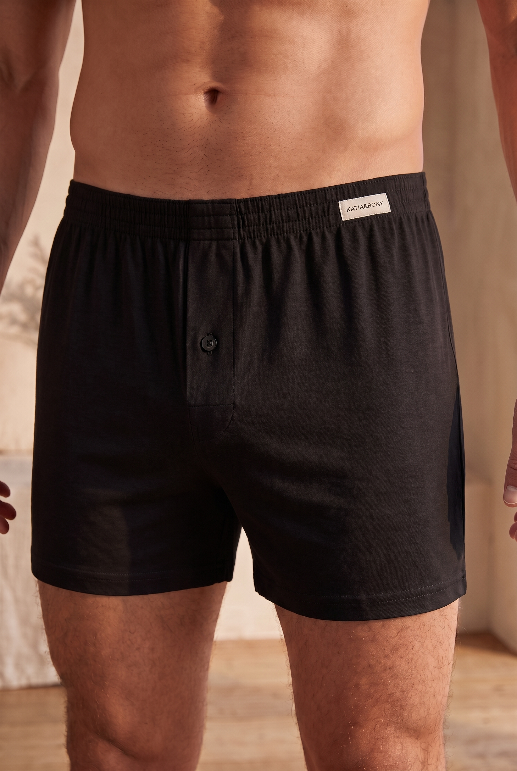 Pack Of 2 Basic Modal Loose Fit Men's Boxers Black/Black
