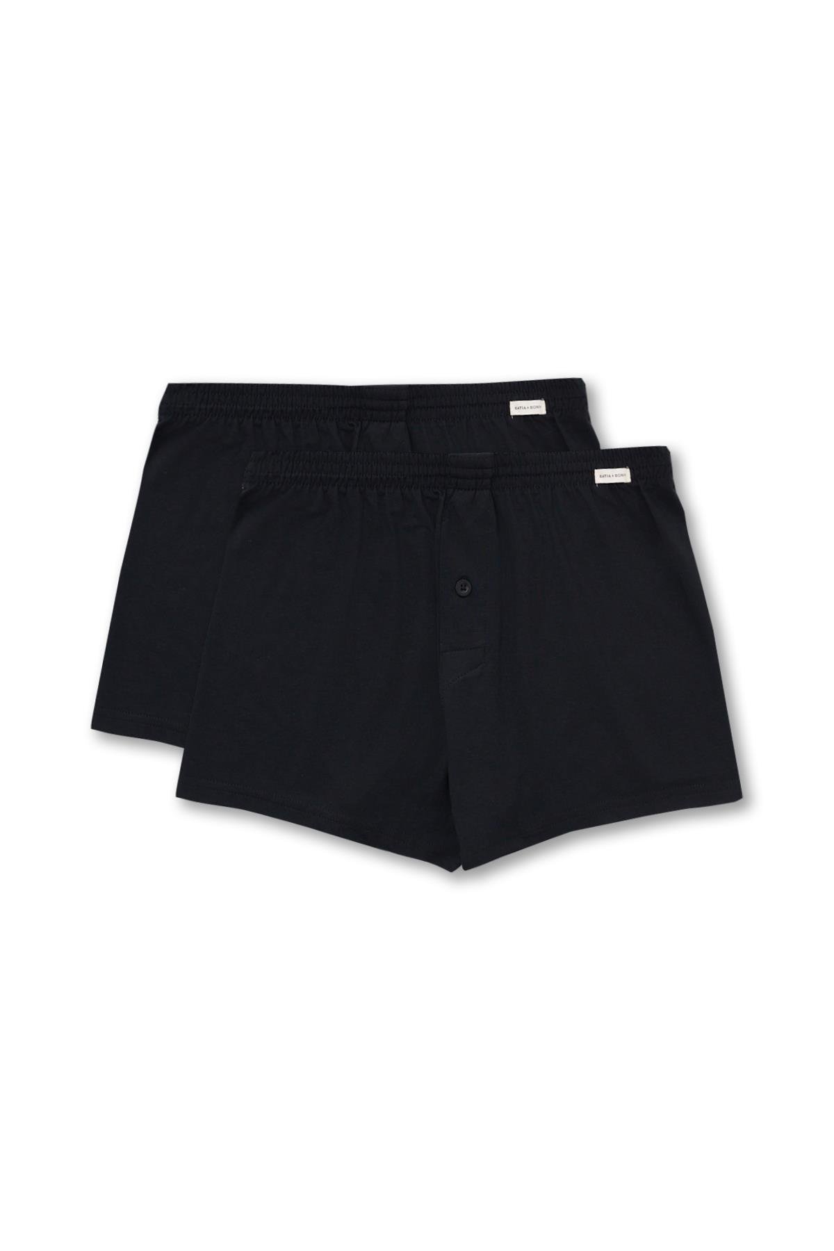 2'li Paket Basic Modal Loose Fit Erkek Boxer Siyah/Siyah