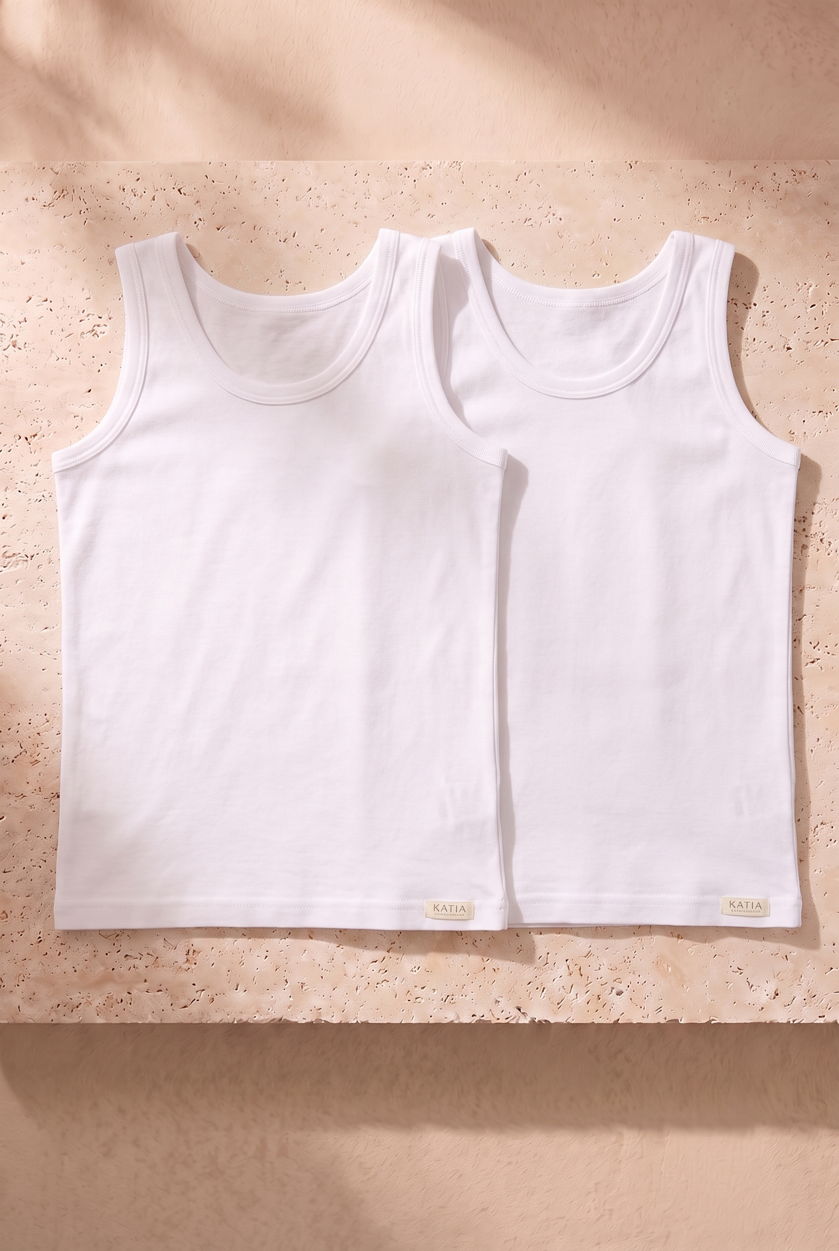 2'li Paket Basic Ribanali Beyaz Erkek Çocuk Atlet