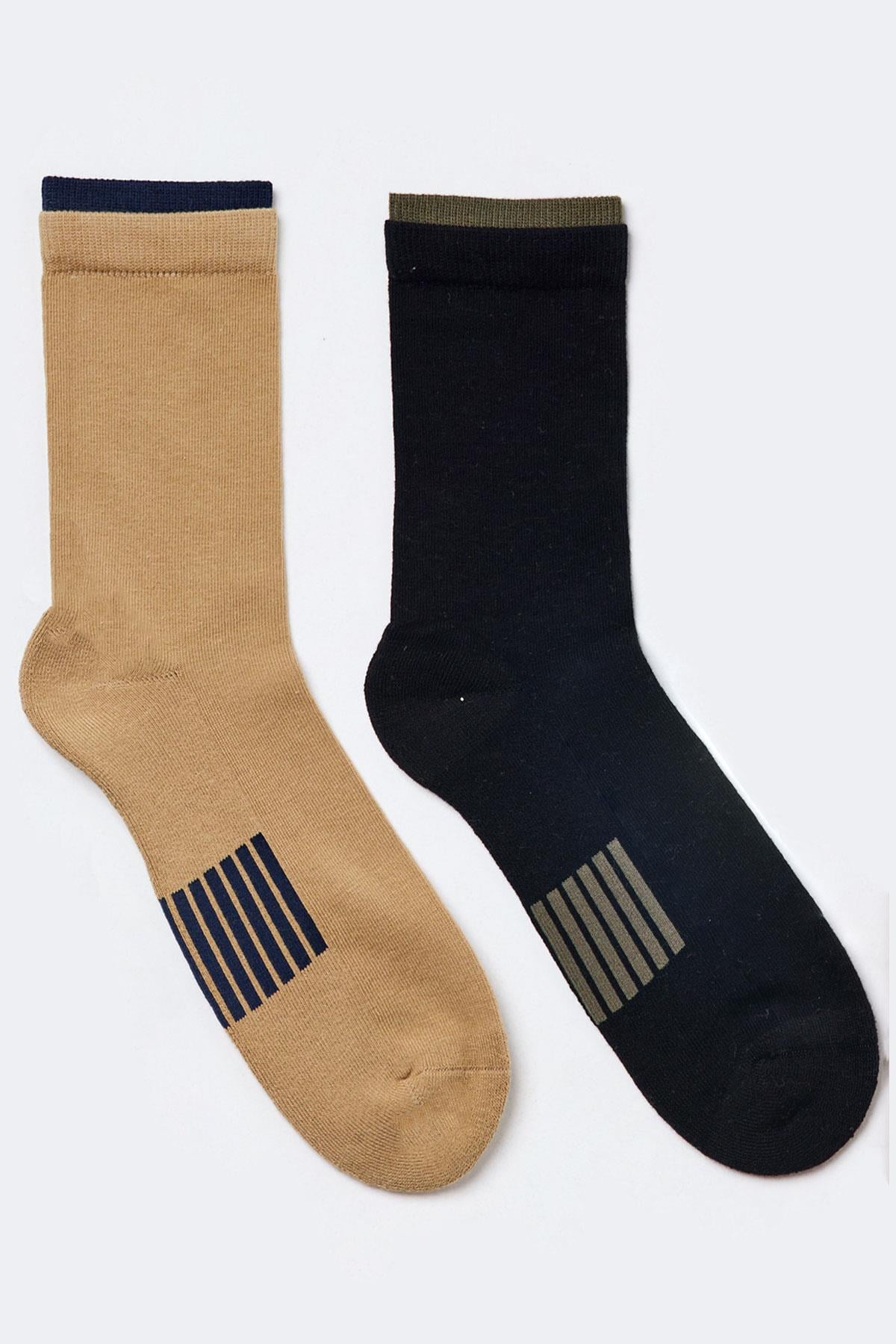2'li Paket Chic Erkek Soket Çorap Siyah/Bej