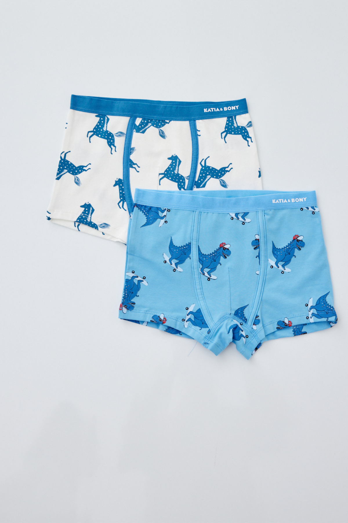 2'li Paket Dino Erkek Çocuk Boxer MAVİ/Ekru