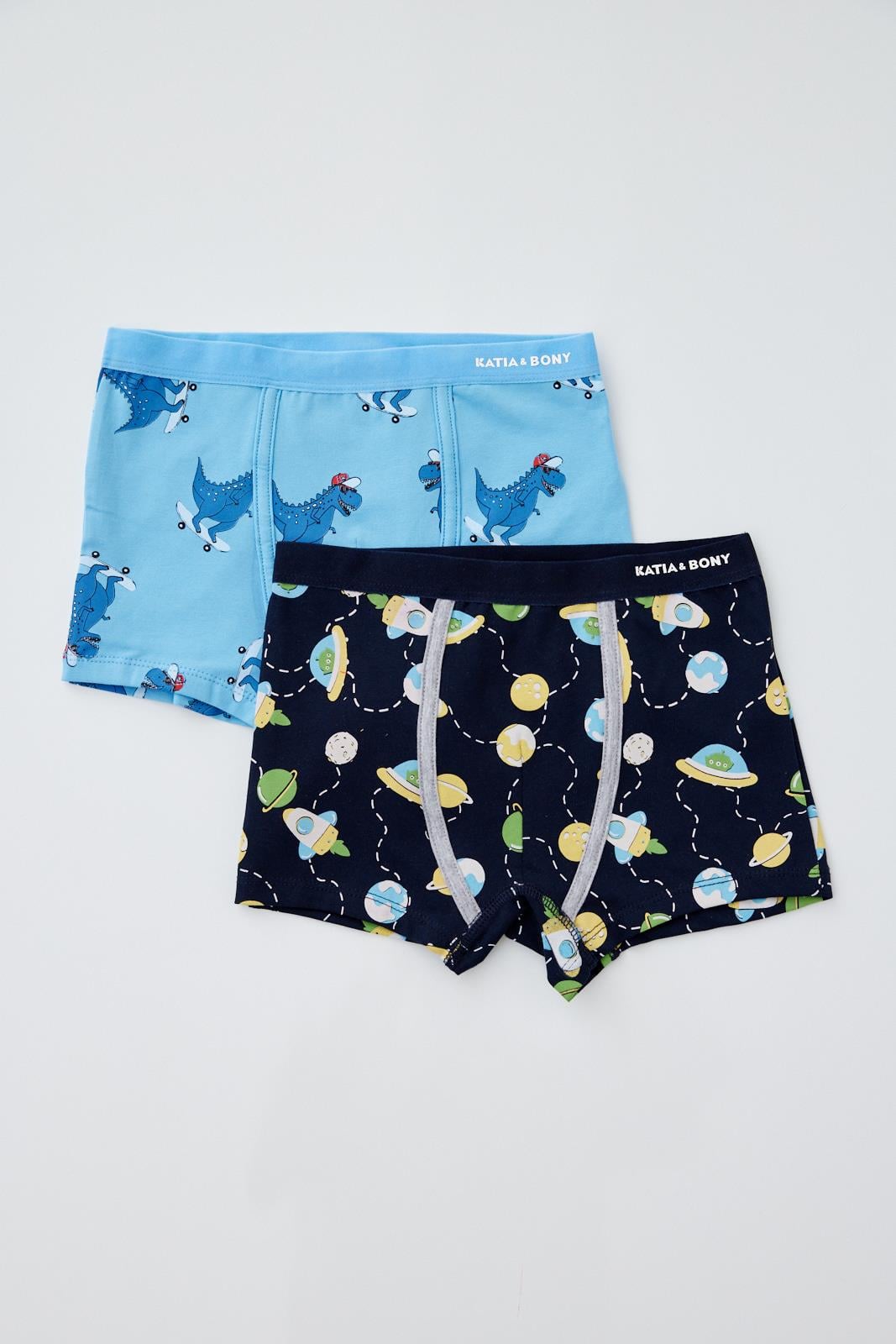 2'li Paket Dino Space Erkek Çocuk Boxer Lacivert/MAVİ