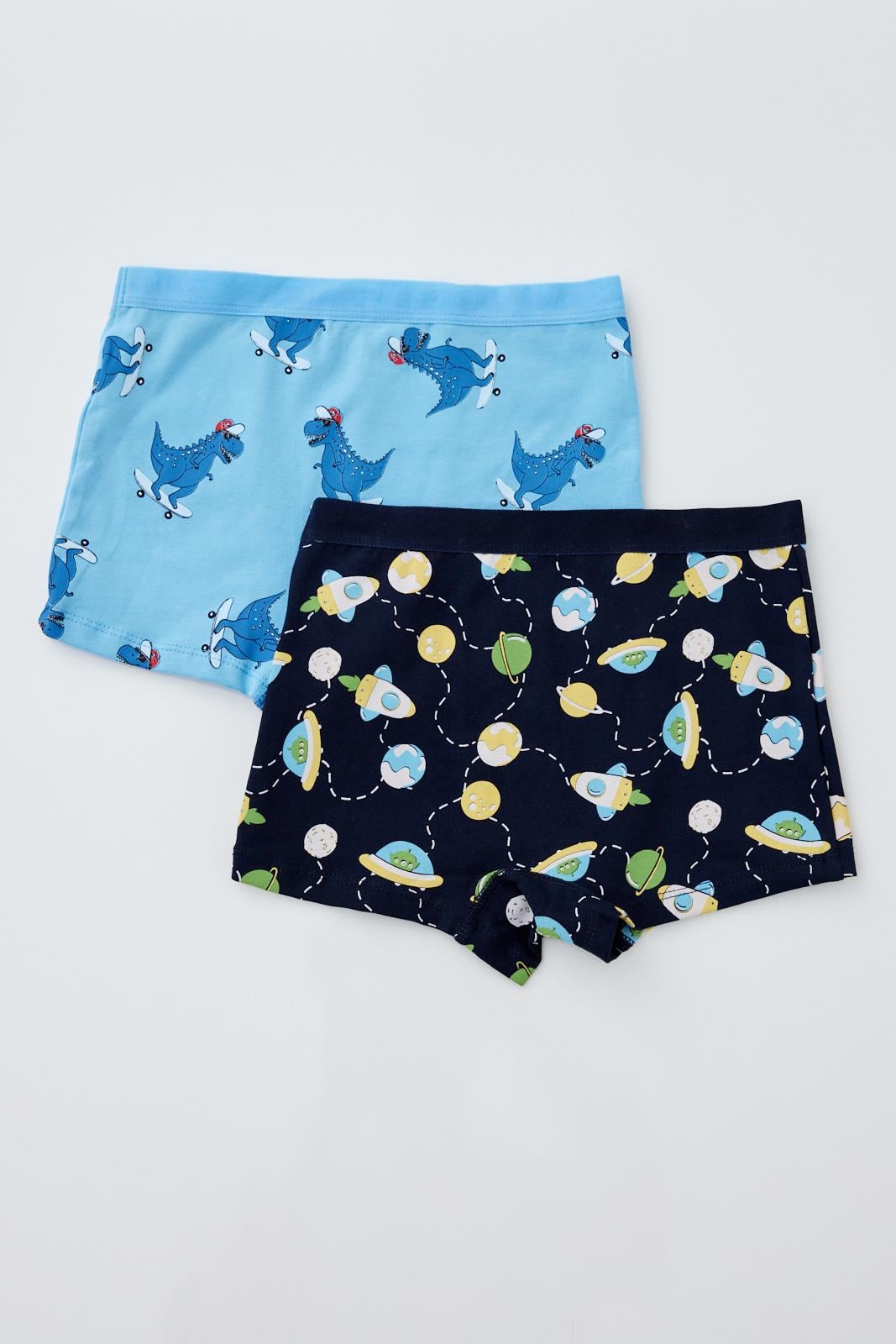 2'li Paket Dino Space Erkek Çocuk Boxer Lacivert/MAVİ