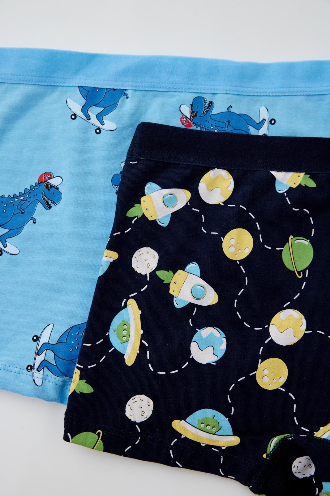 2'li Paket Dino Space Erkek Çocuk Boxer Lacivert/MAVİ