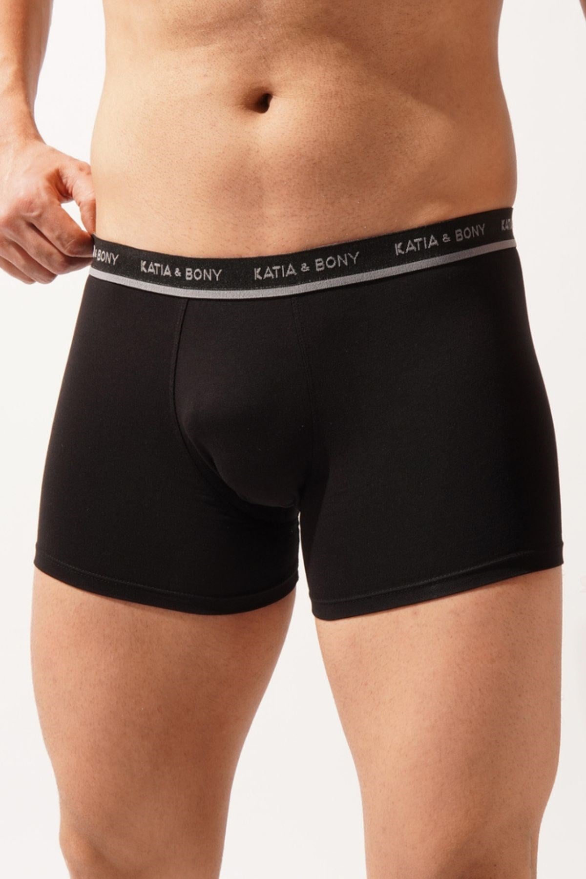 2'li Paket Erkek Modal Basıc Boxer-Siyah/Siyah