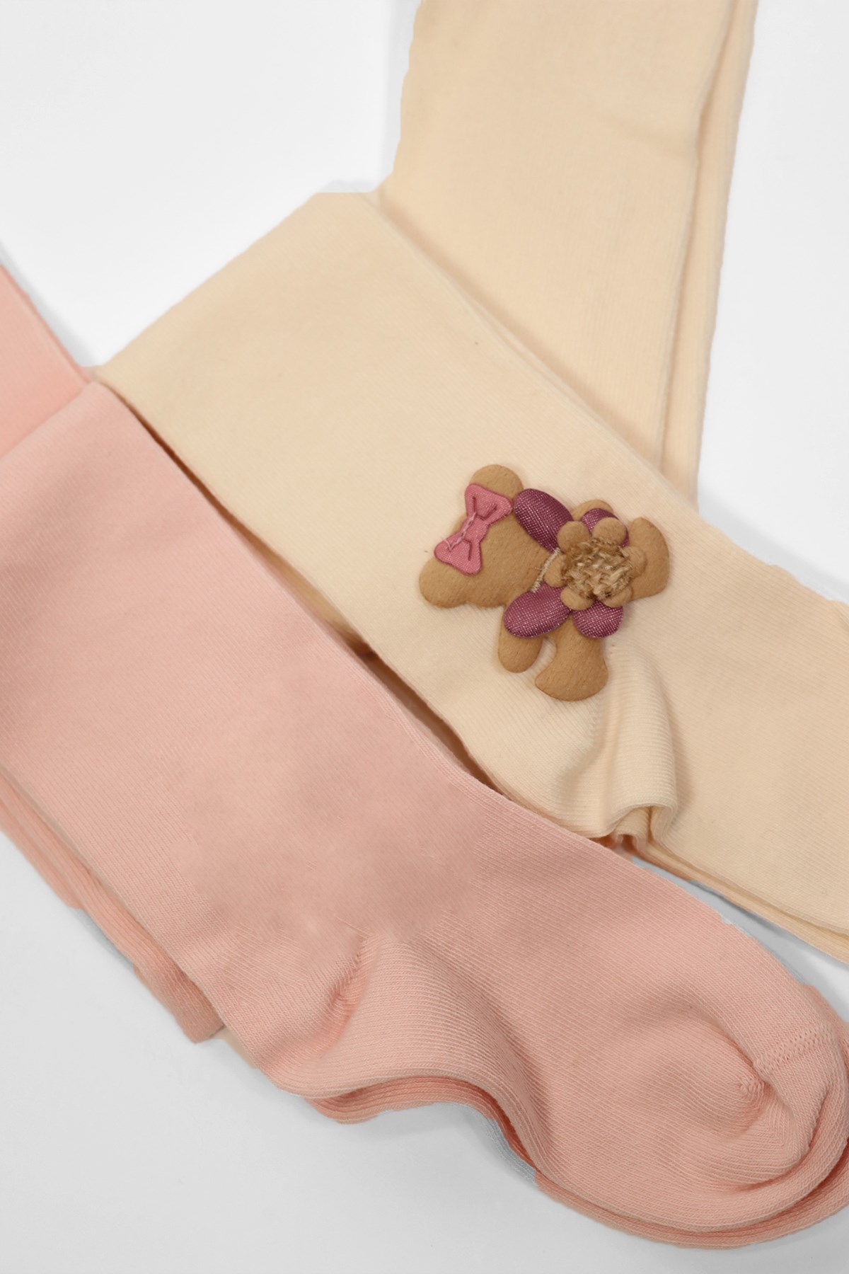 2'li Paket Fancy Kız Çocuk Külotlu Çorap ECRU-ROSE PINK