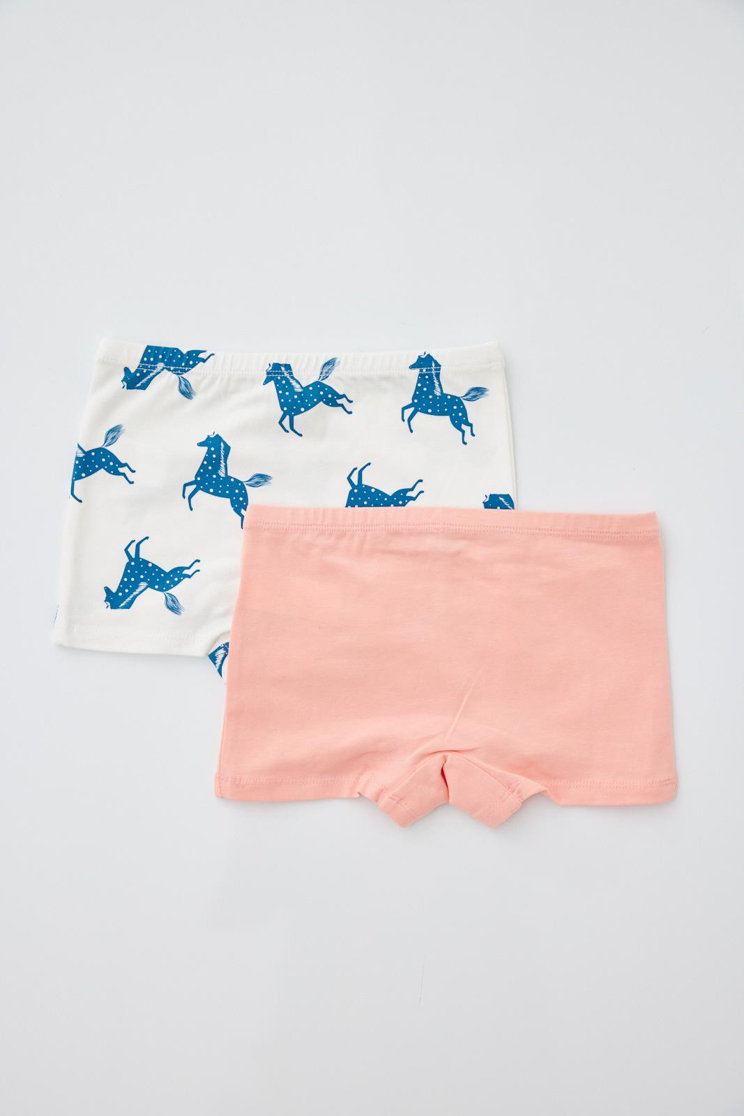 2'li Paket Horse Kız Çocuk Boxer Ekru/Pembe