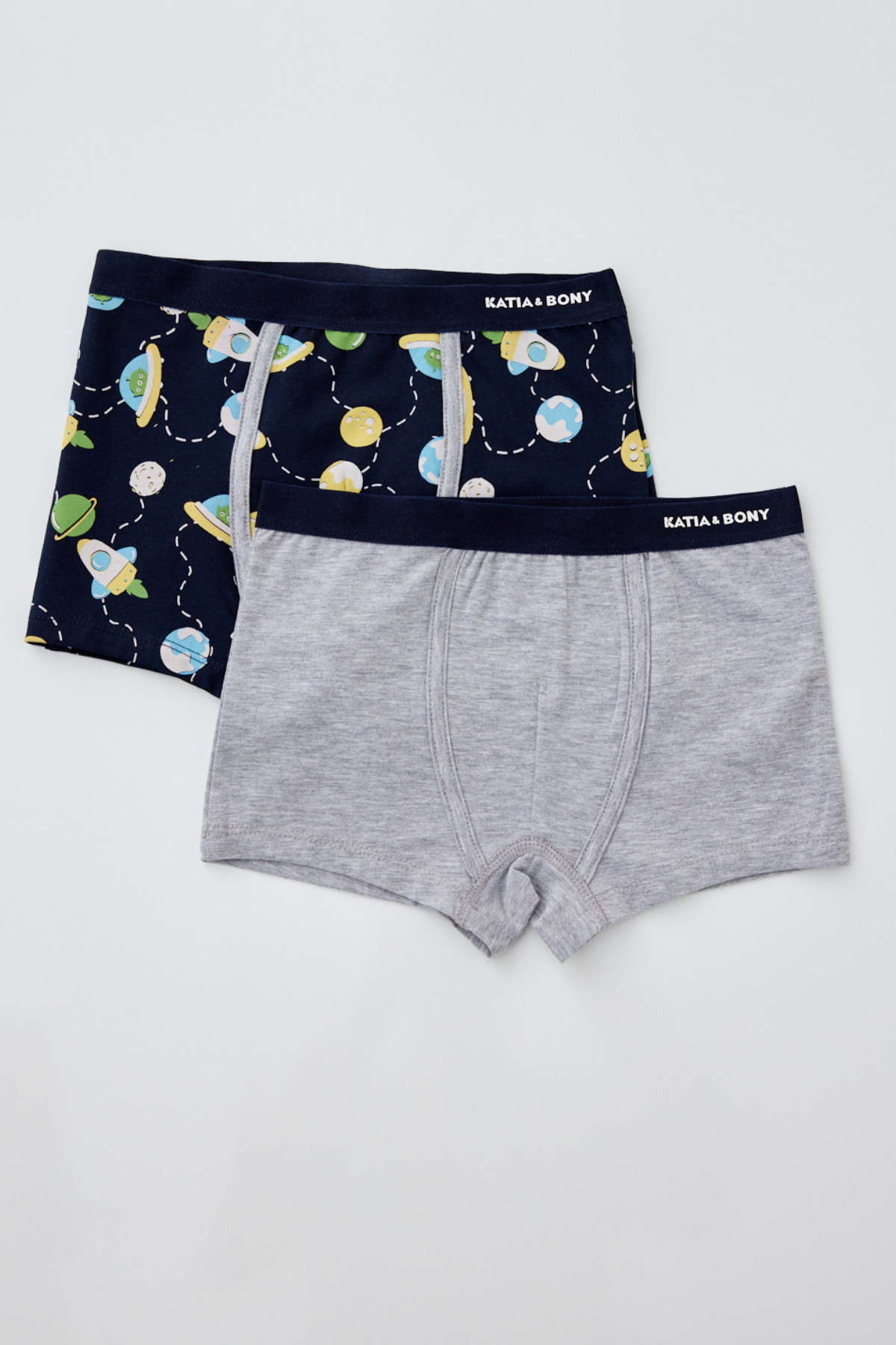2'li Paket Space Erkek Çocuk Boxer Lacivert/Gri-Melanj.