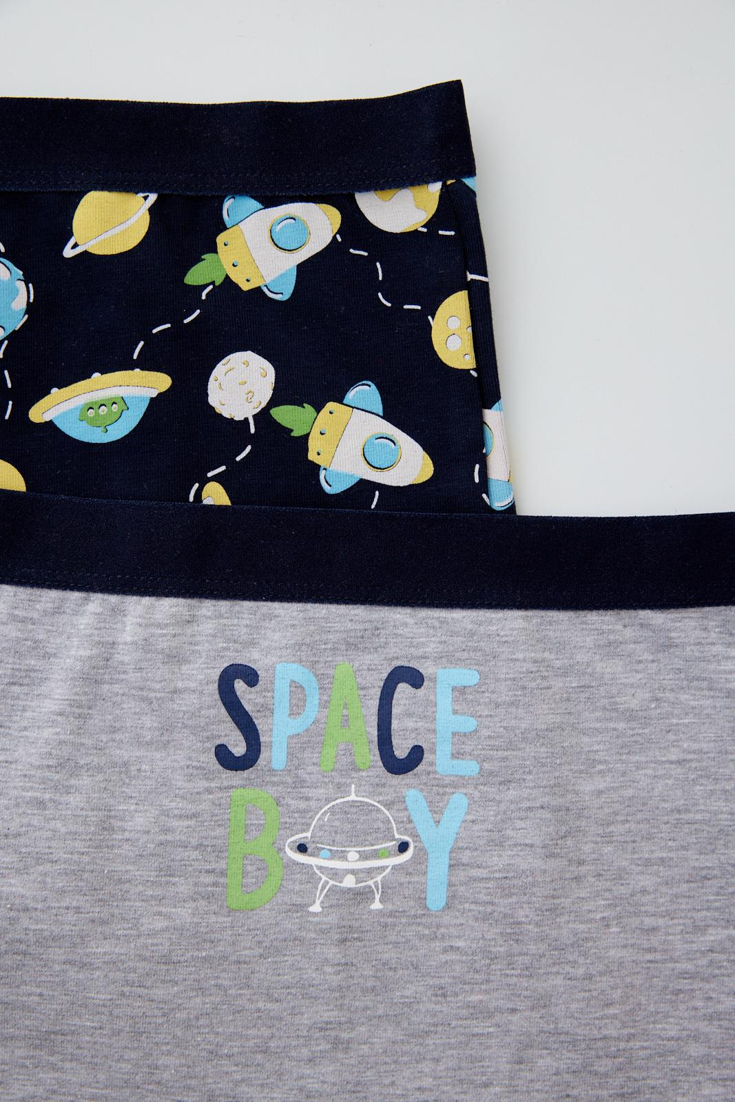 2'li Paket Space Erkek Çocuk Boxer Lacivert/Gri-Melanj.