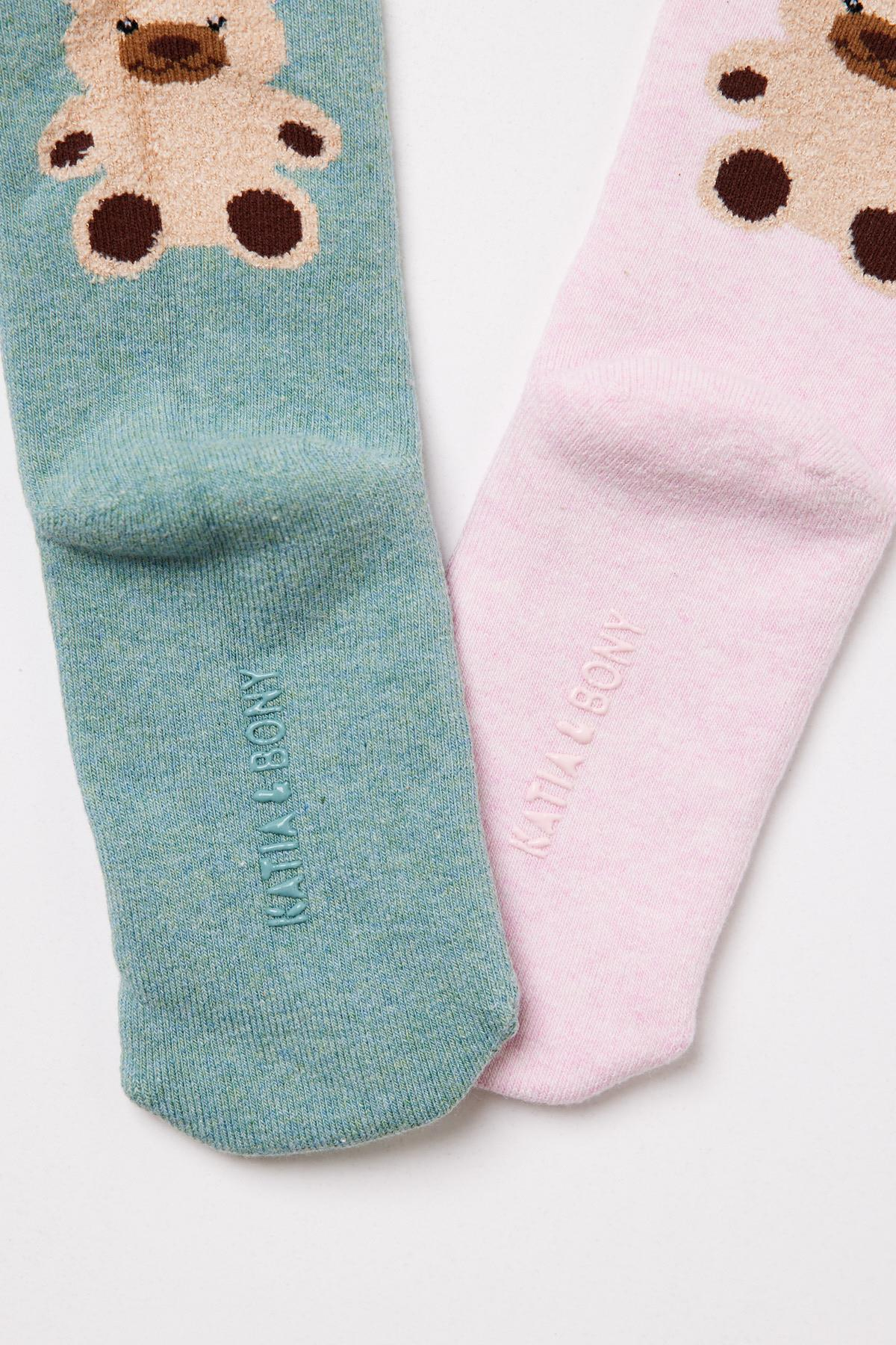 2'li Paket Teddy Bebek Havlu Soket Çorap