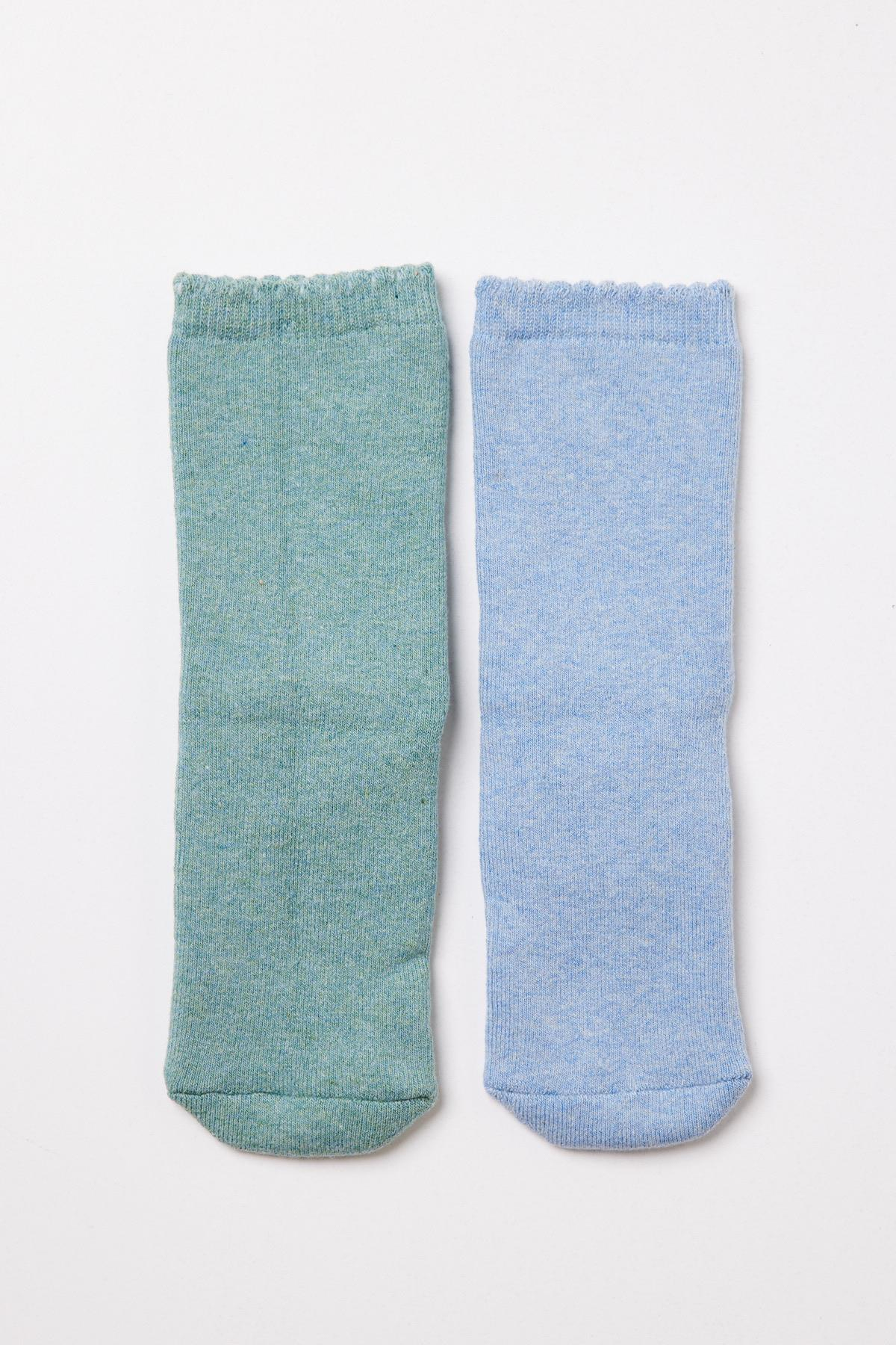 2'li Paket Teddy Bebek Havlu Soket Çorap Yeşil/MAVİ