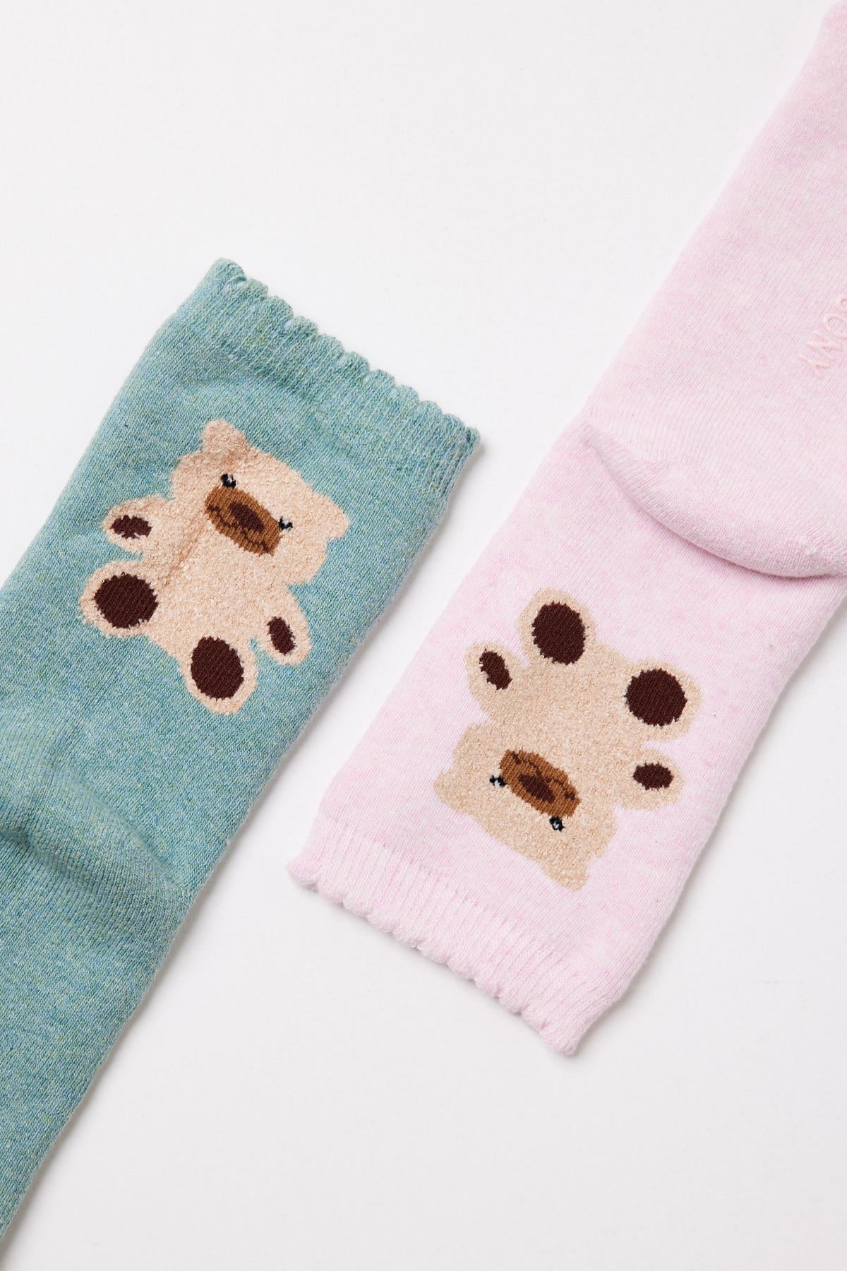 2'li Paket Teddy Bebek Havlu Soket Çorap