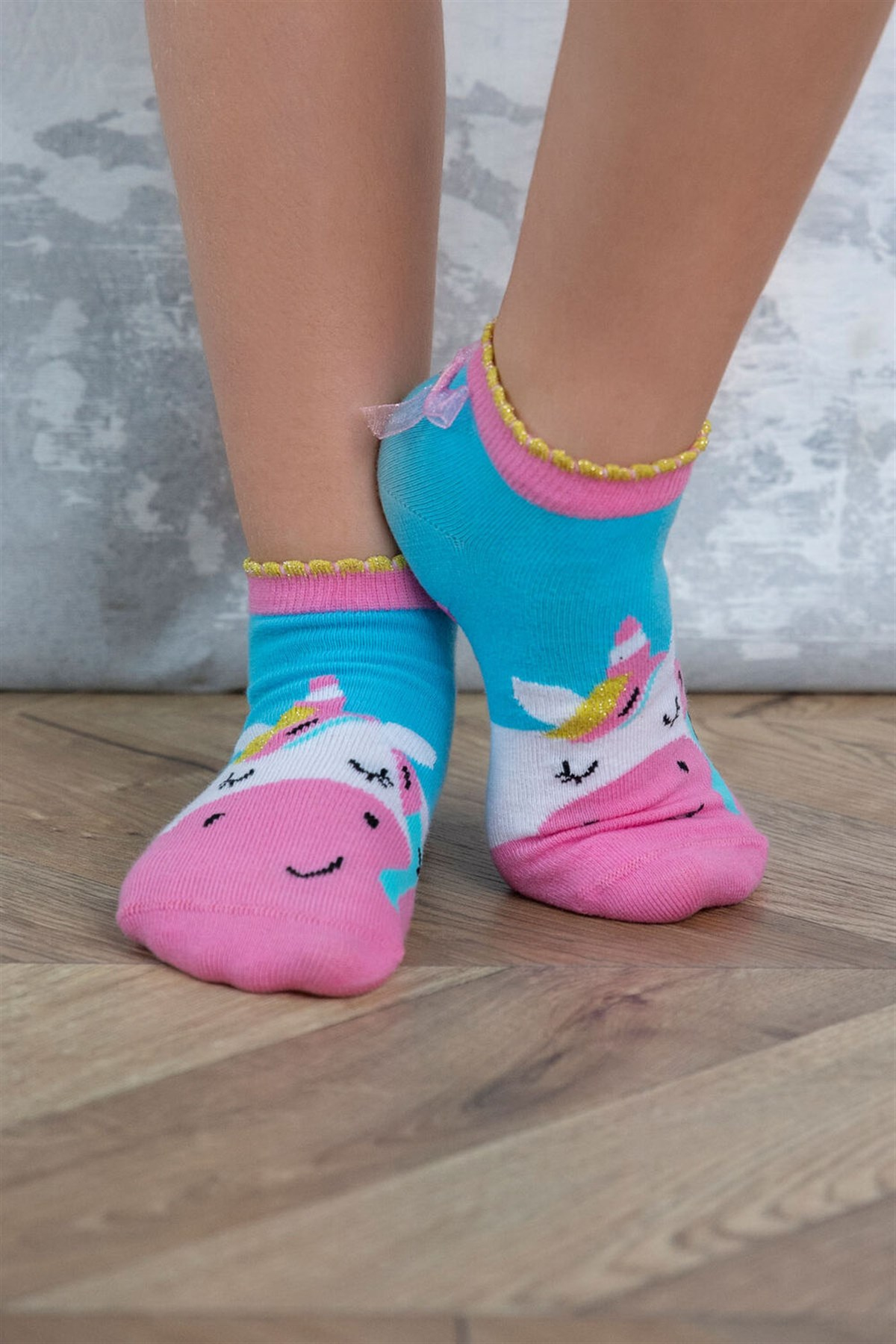 2'Li Paket Unicorn Desenli Kız Çocuk Soket Çorap-