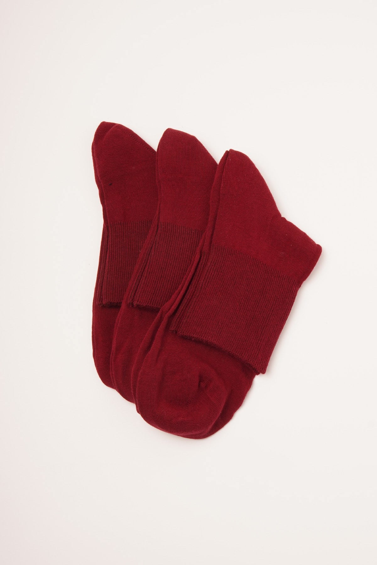 3 lü Paket Kadın Soket Çorap BURGUNDY