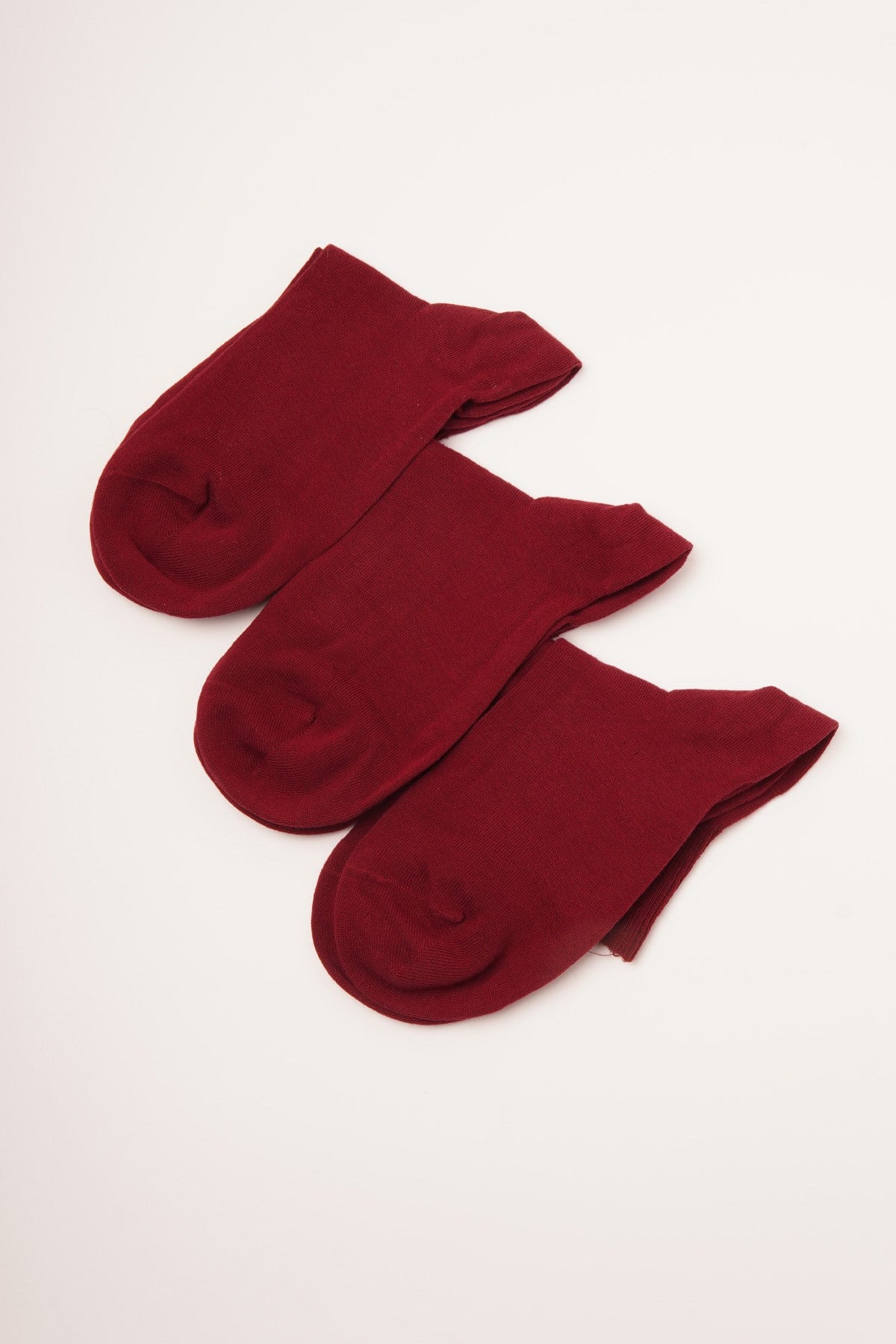3 lü Paket Kadın Soket Çorap BURGUNDY