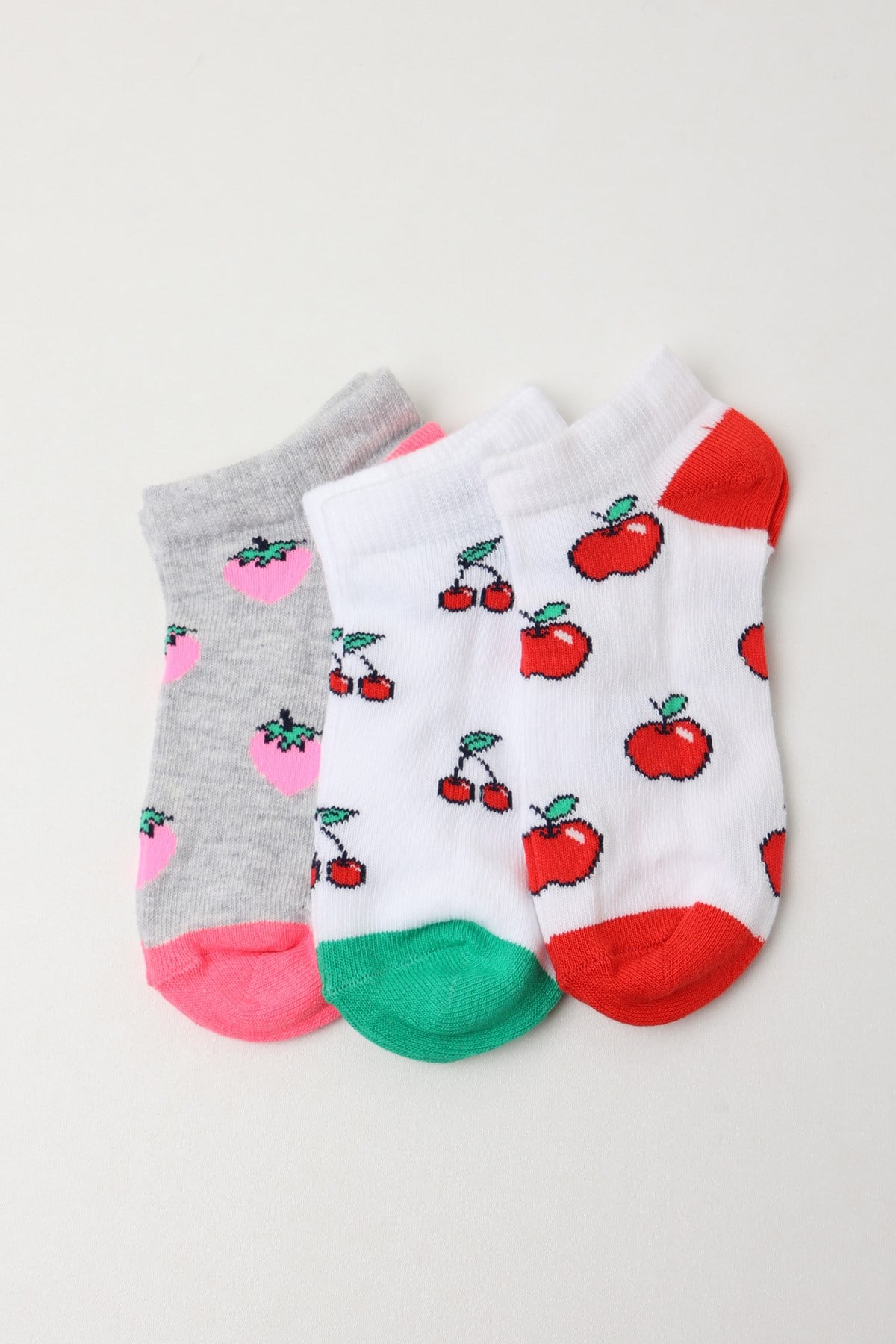 3 lü Paket Kız Çocuk Step Çorap Desenli