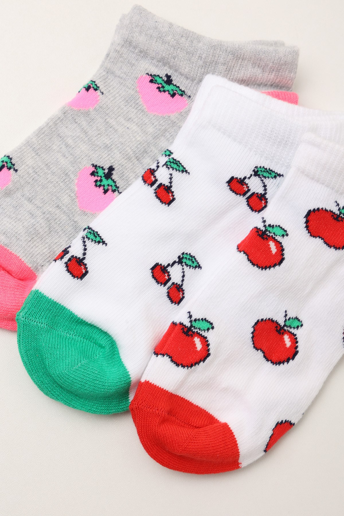 3 lü Paket Kız Çocuk Step Çorap Desenli