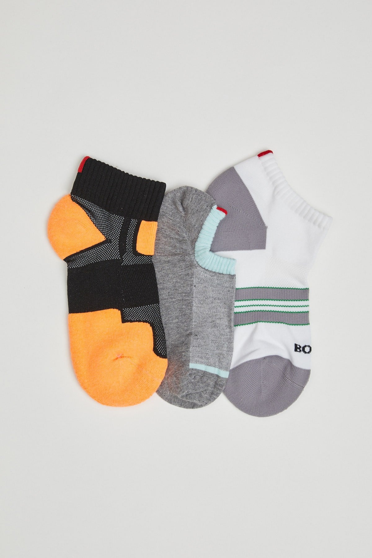 3 lü Paket Run Sport Kadın Step Çorap Siyah/Beyaz/GREY