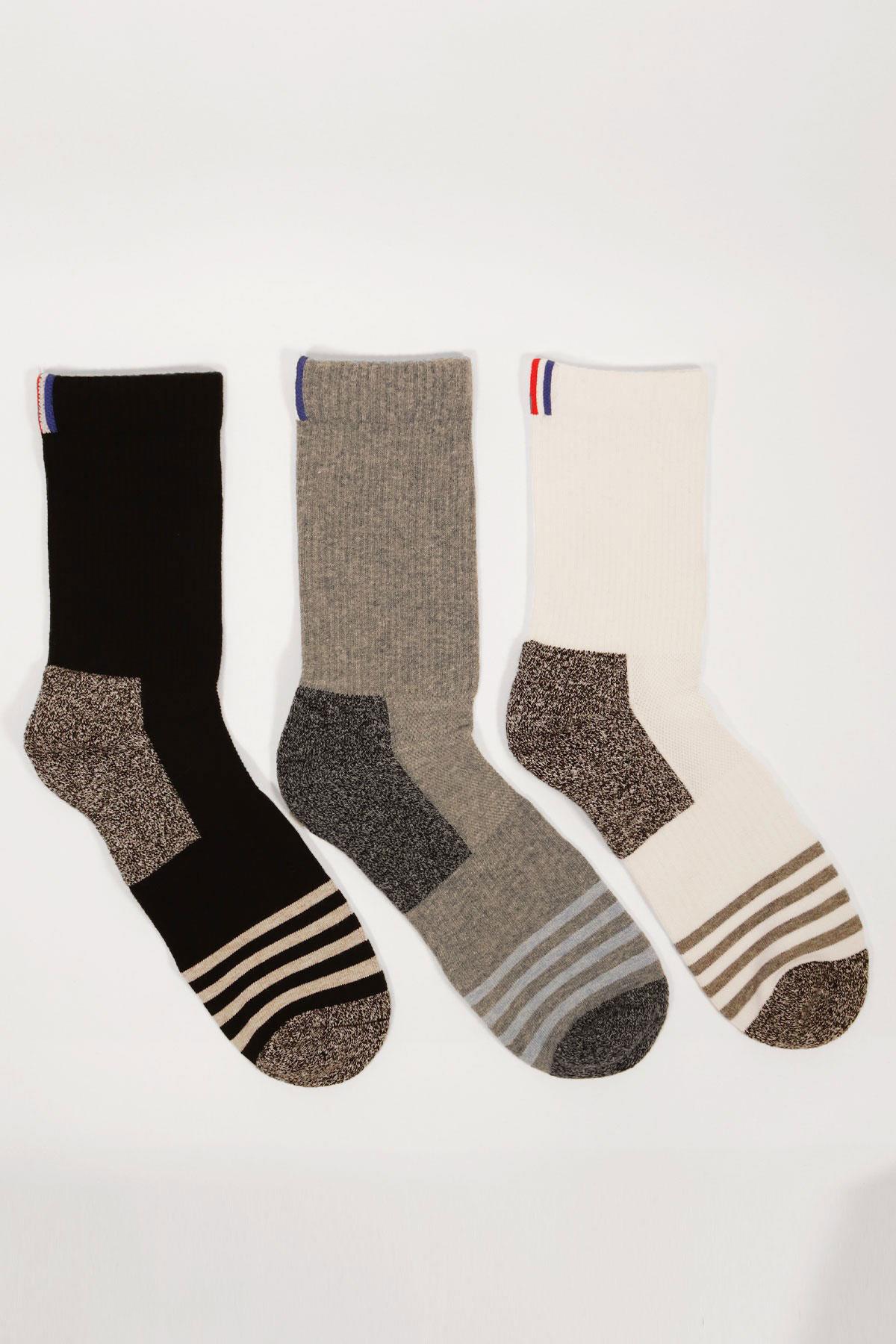 3 lü Paket Shaftless Golf Soket Çorap Siyah/Beyaz/Gri