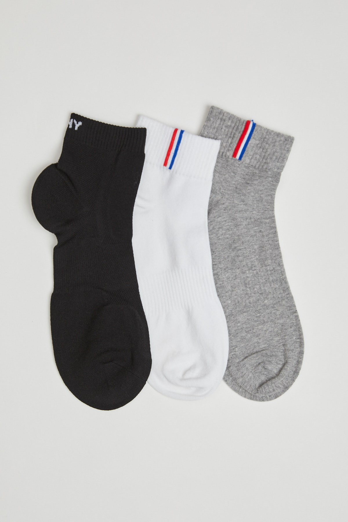 3 lü Paket Tenis Erkek Step Çorap Siyah/Beyaz/GREY