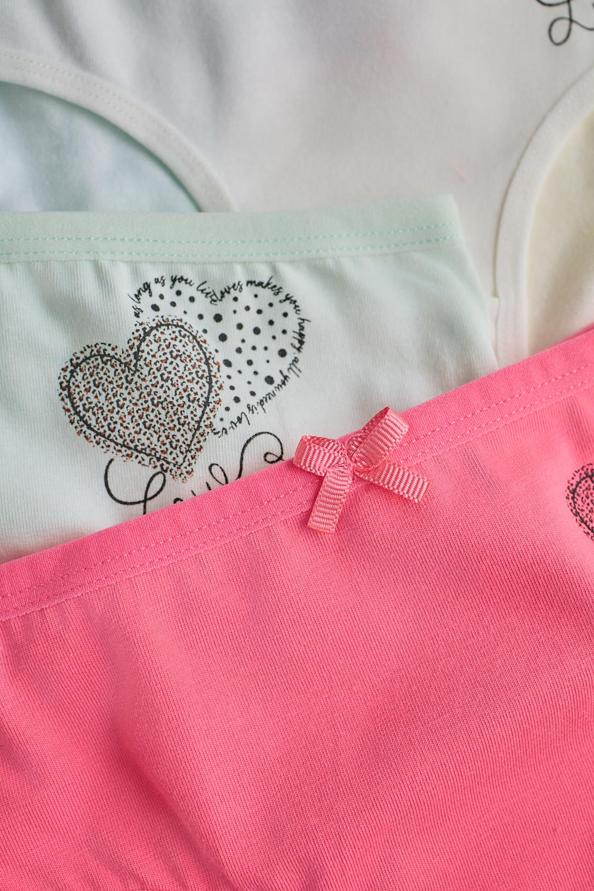 3257 KIZ ÇOCUK 5 PCK  RENKLİ SLİP KÜLOT-KALPLER ÇOK RENKLİ