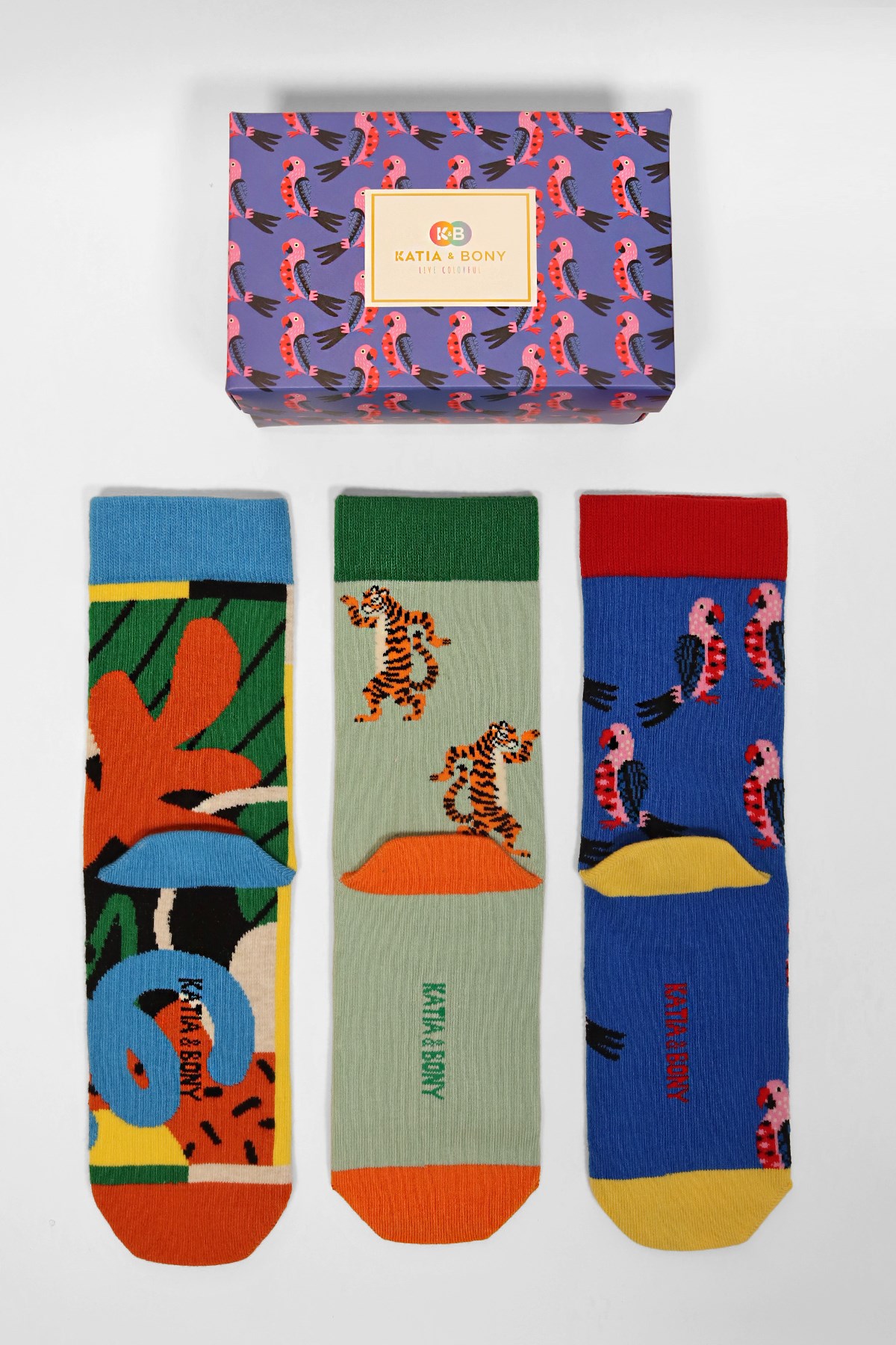 3'lü Paket Art Jungle Box Unisex Soket Çorap Desenli