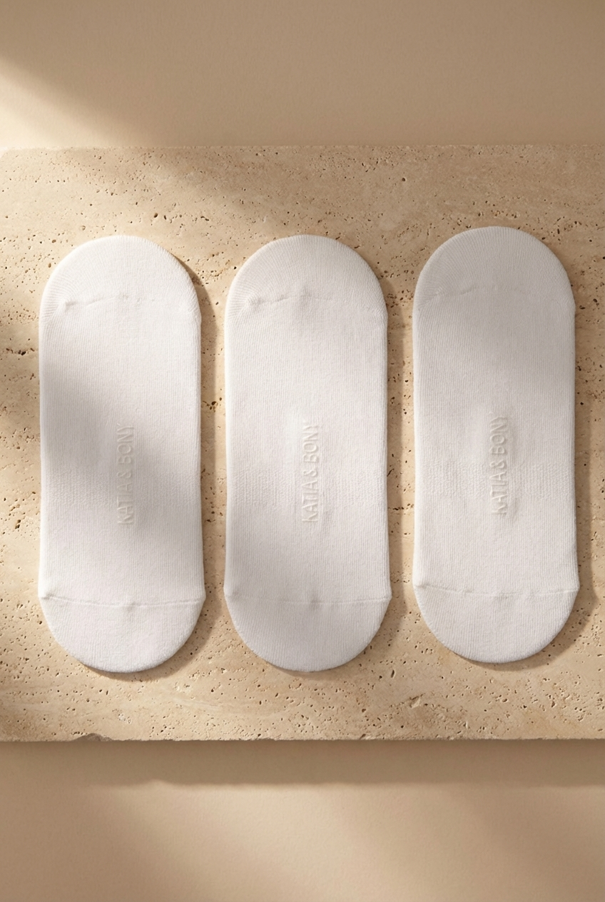 3-Pack Basic Men's Invisible Socks White/White/White