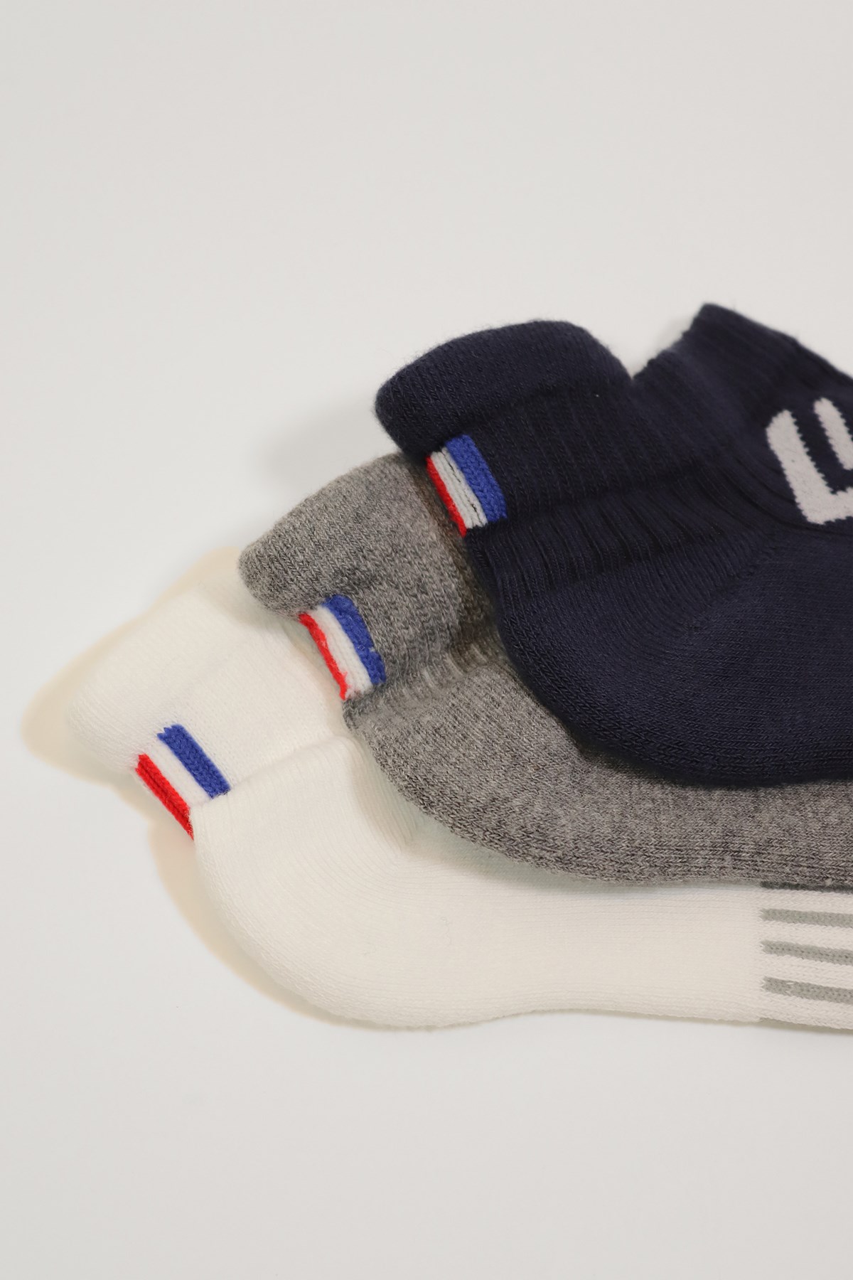 3'lü Paket Golf Unisex Step Çorap Beyaz/Lacivert/GREY