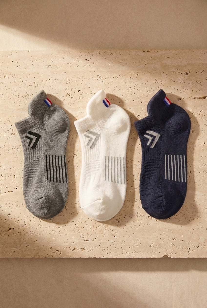 3'lü Paket Golf Unisex Step Çorap White/Navy/GREY