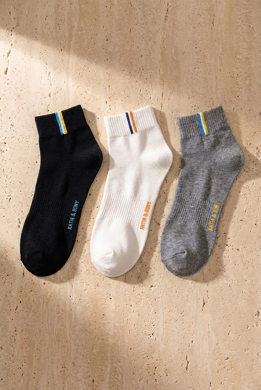 3-Pack Golf Unisex Step Socks Black/White/Grey