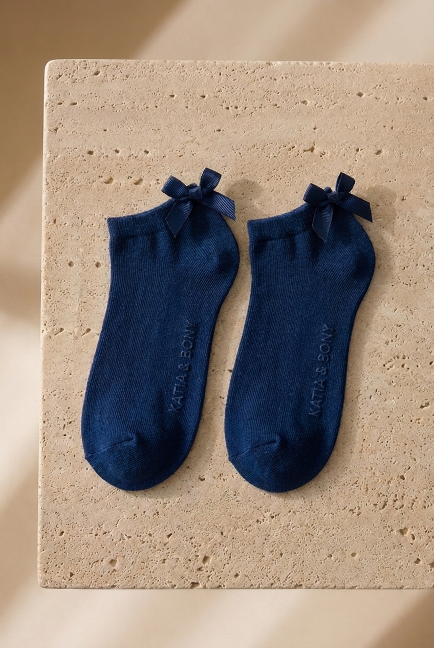 3'lü Paket  Kız Çocuk Soft Bambu Step Çorap Lacivert / Lacivert / Lacivert