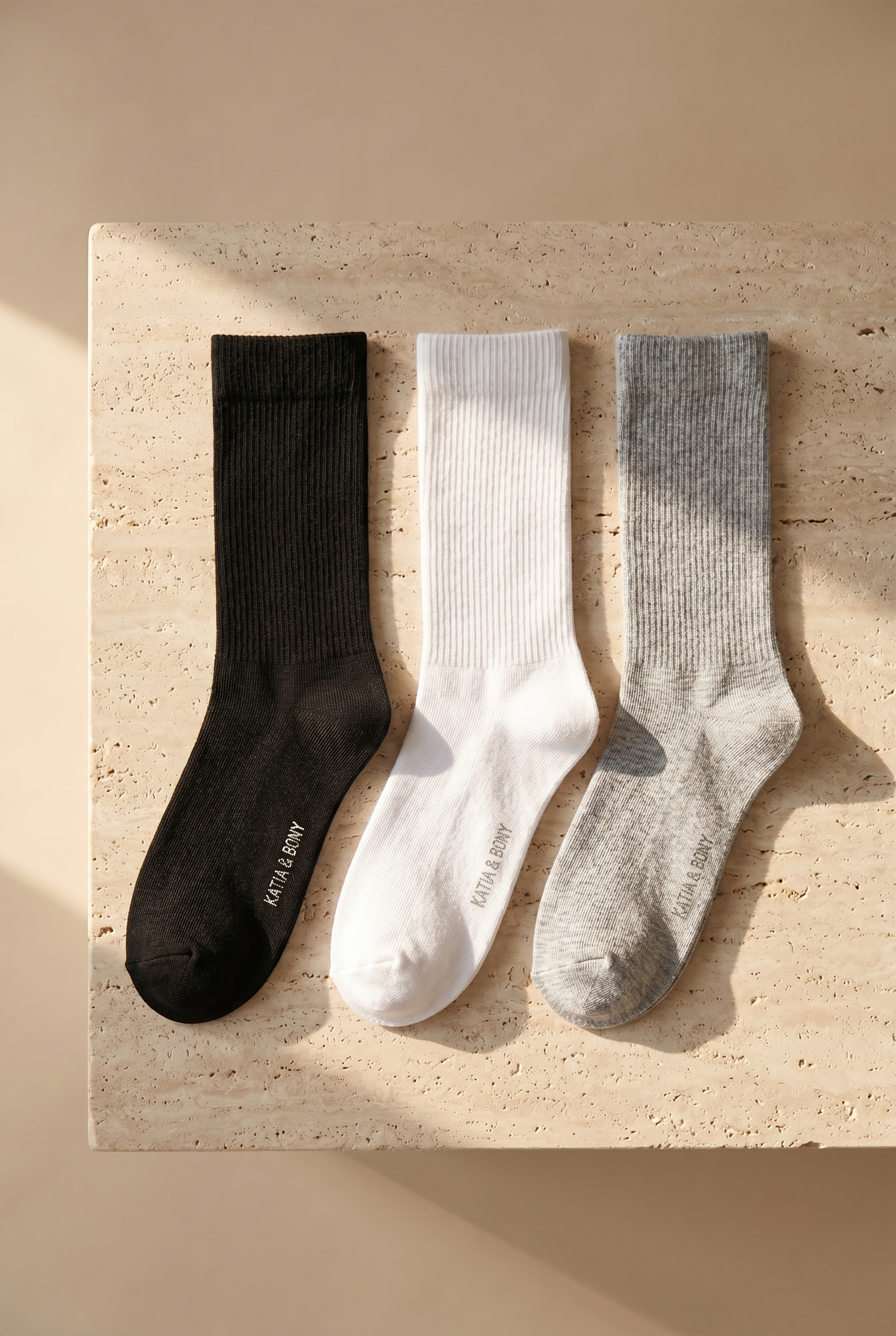 3'lü Paket Pamuklu Spor Çorap Siyah/Beyaz/Gri
