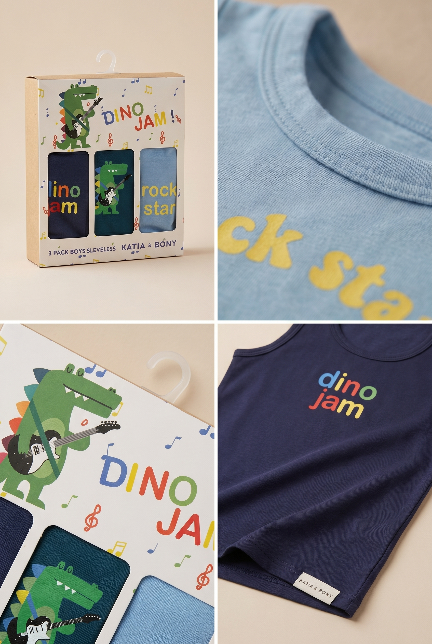 3'lü Paket Timsah Desenli Erkek Çocuk Kutulu Atlet