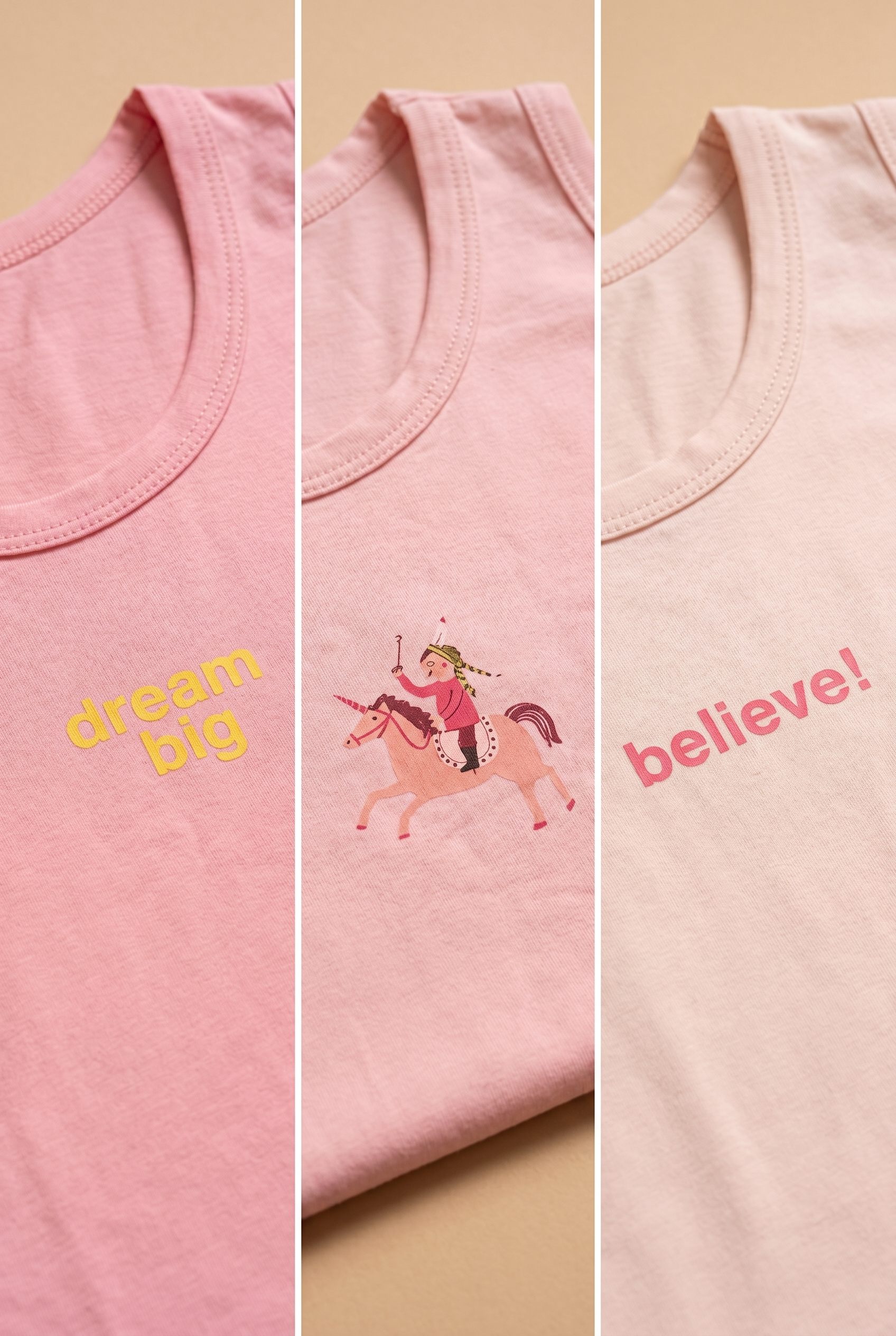 3'lü Paket Unicorn Kız Çocuk Kutulu Atlet Pembe